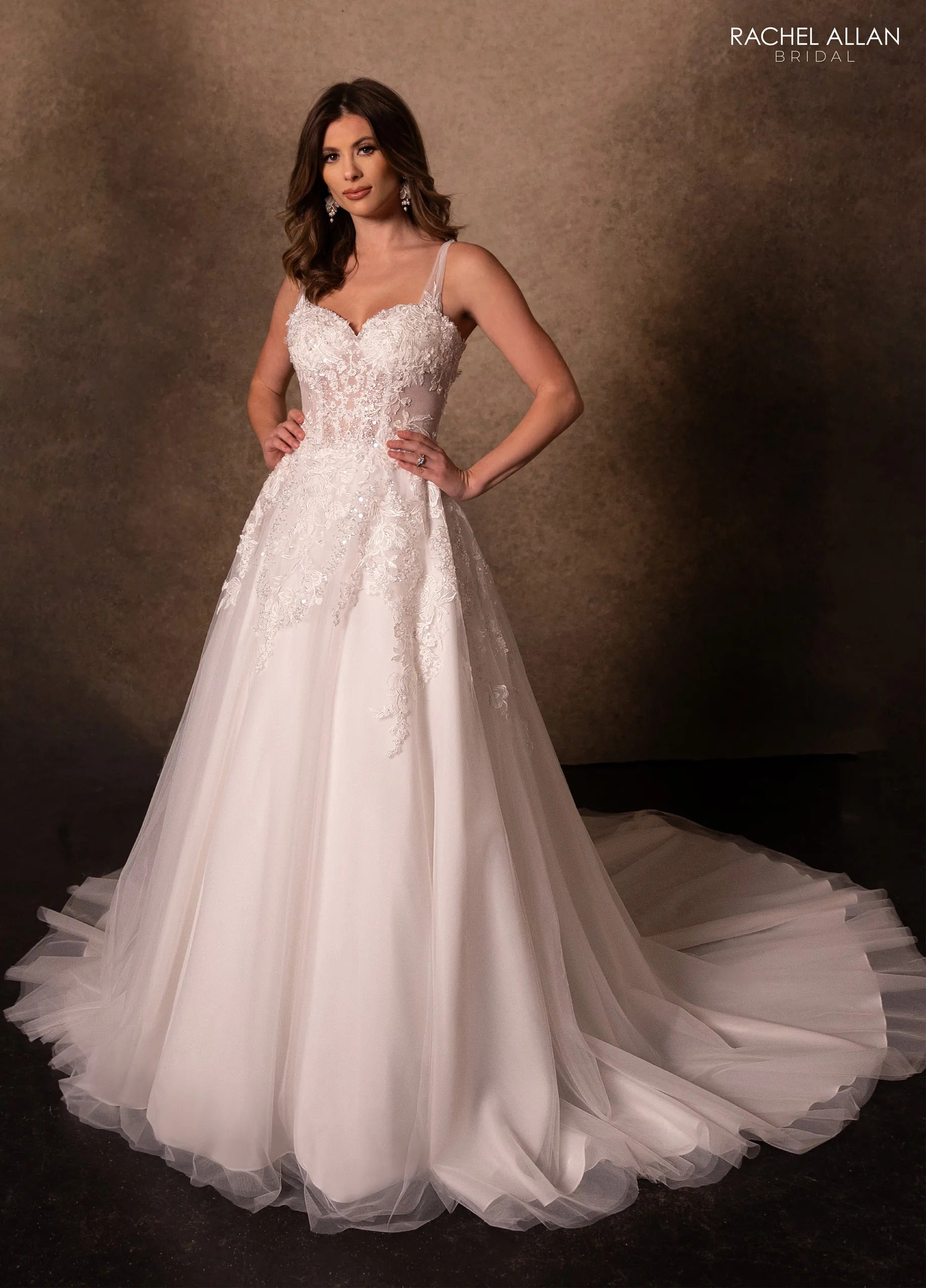 Ivory Sweetheart Floor-Length Tulle Bridal Gown with Lace Appliqués Rachel Allan RB2219 Rachel Allan RB2219