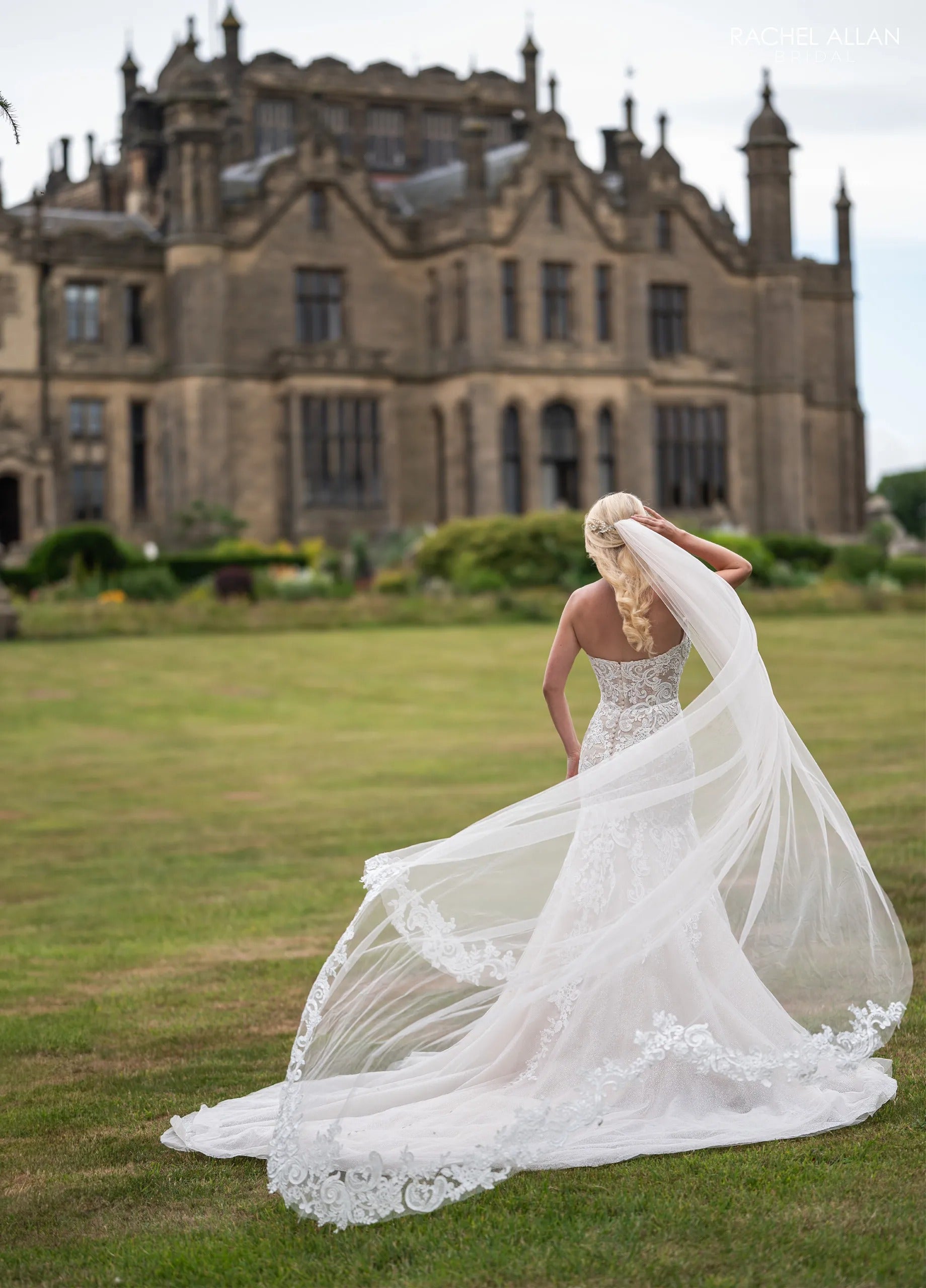 Ivory Champagne Sweetheart Floor-Length Glitter Tulle Wedding Dress with Applique Rachel Allan RB2239