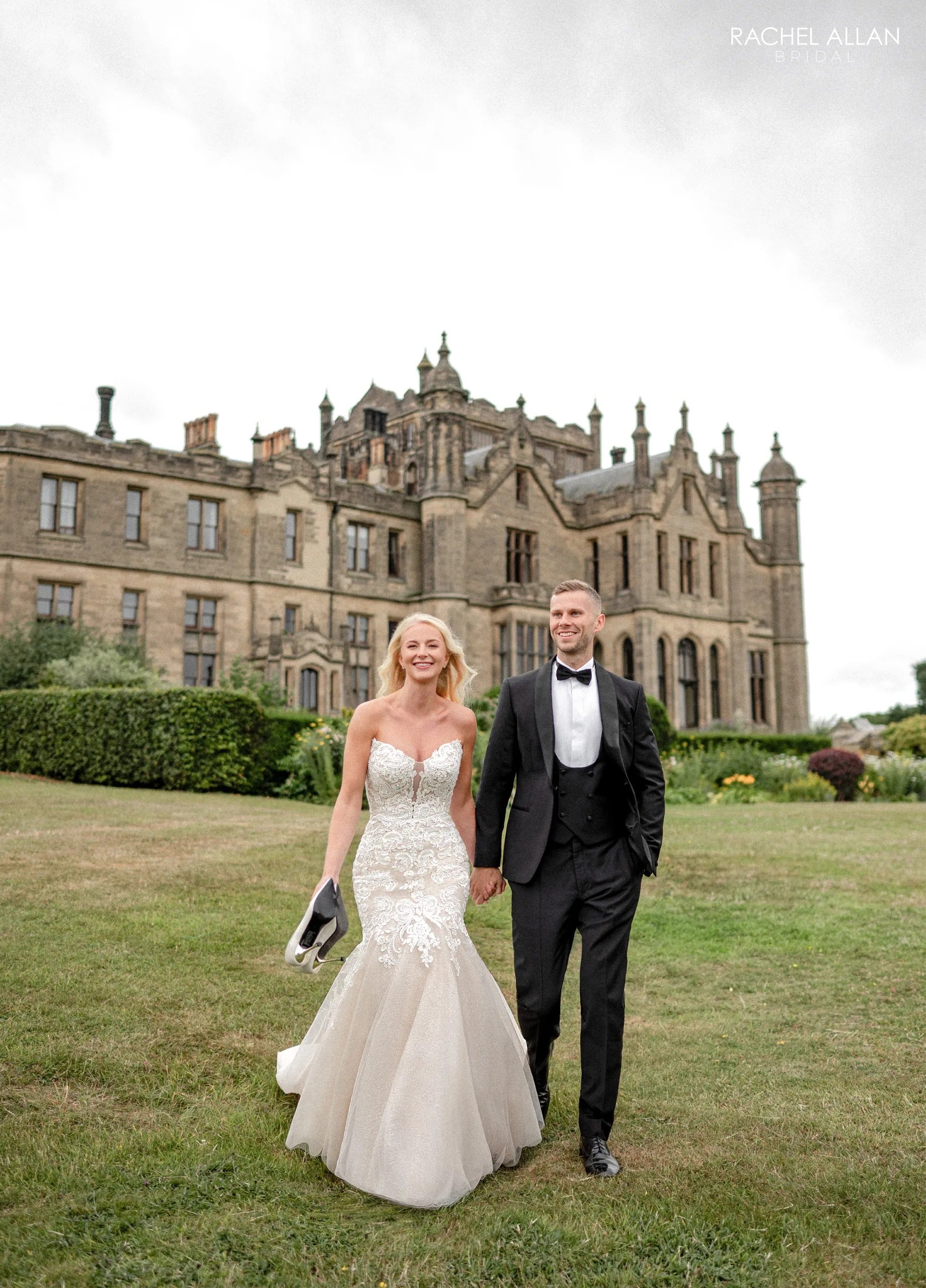 Ivory Champagne Sweetheart Floor-Length Glitter Tulle Wedding Dress with Applique Rachel Allan RB2239