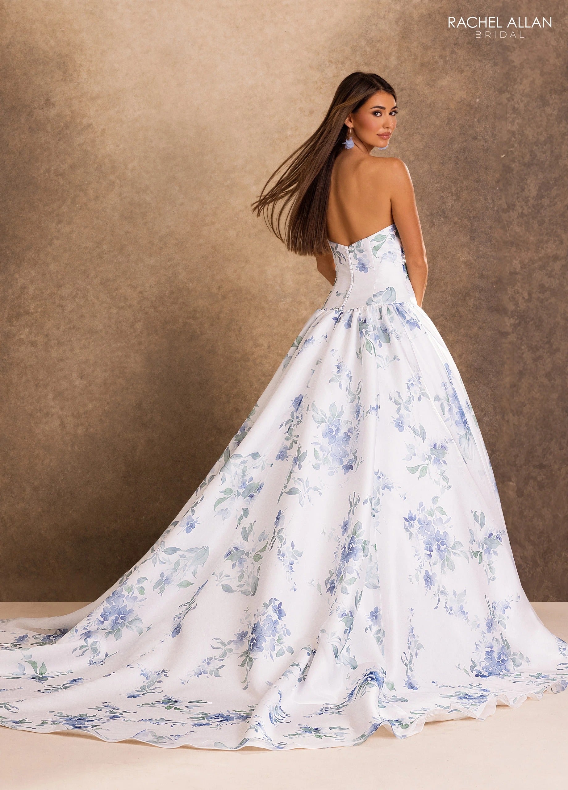 Strapless Curved Neck Floor-Length Organza Formal Ball Gown Rachel Allan RB2258