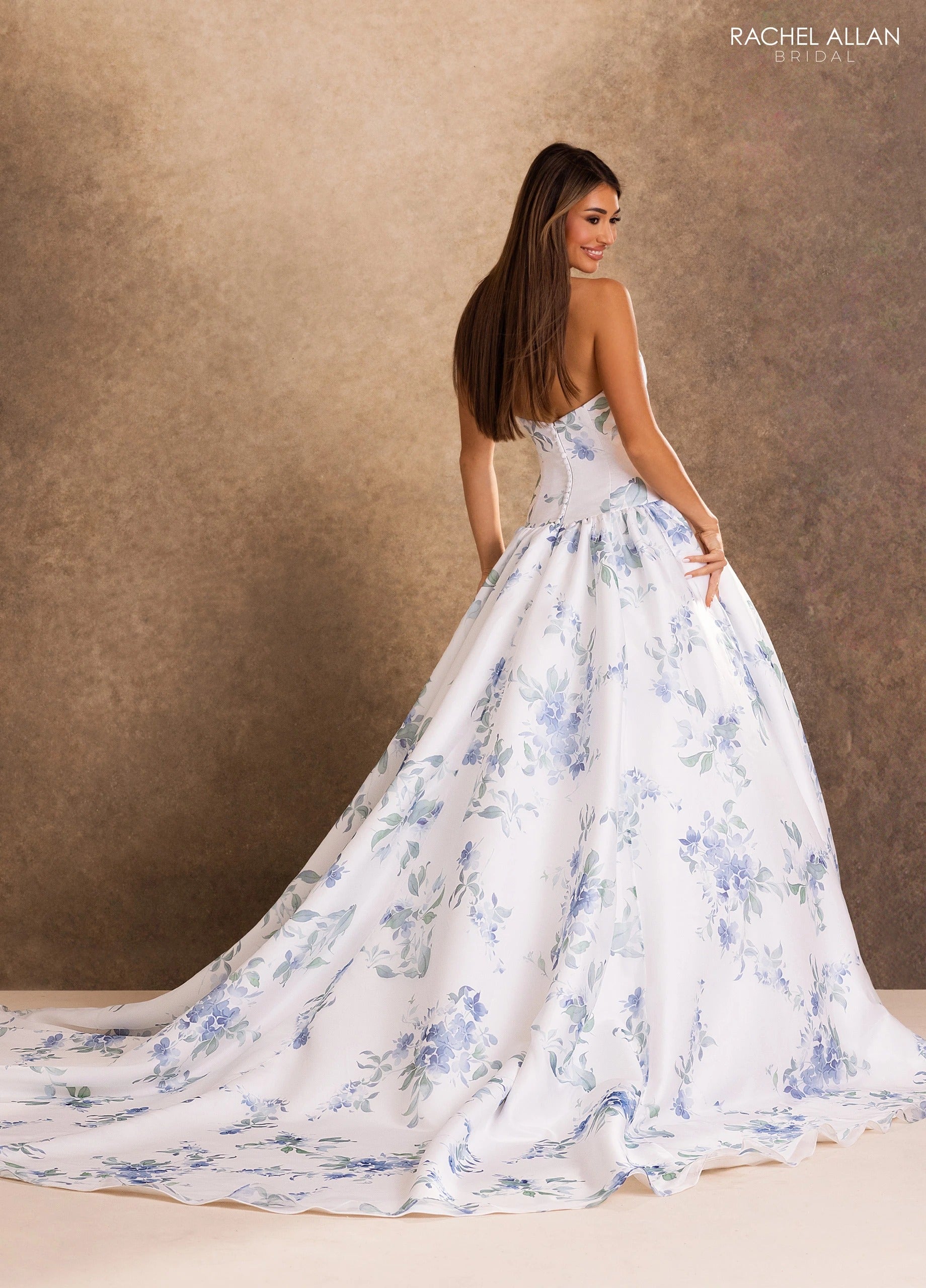 Strapless Curved Neck Floor-Length Organza Formal Ball Gown Rachel Allan RB2258