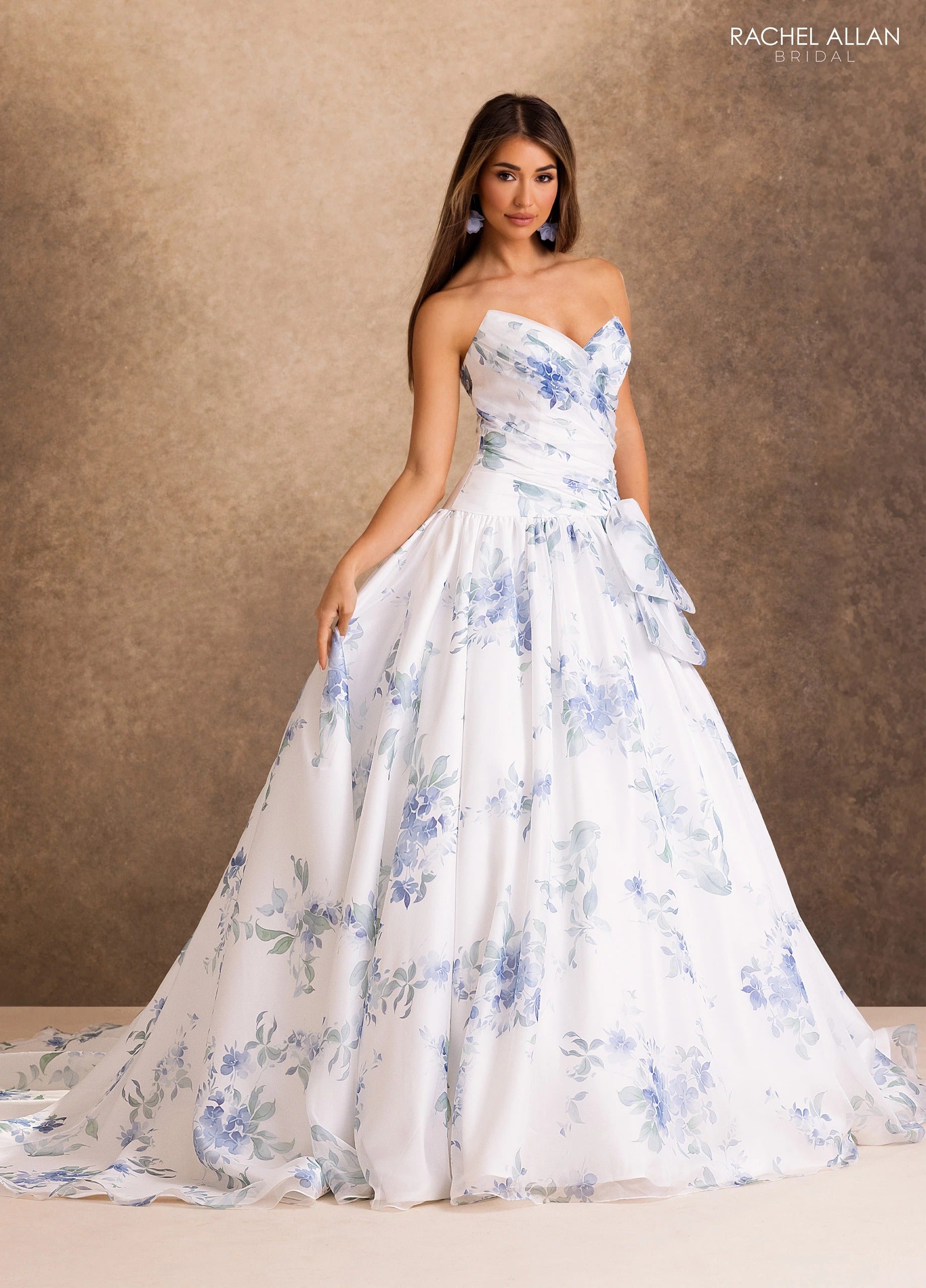 Strapless Curved Neck Floor-Length Organza Formal Ball Gown Rachel Allan RB2258
