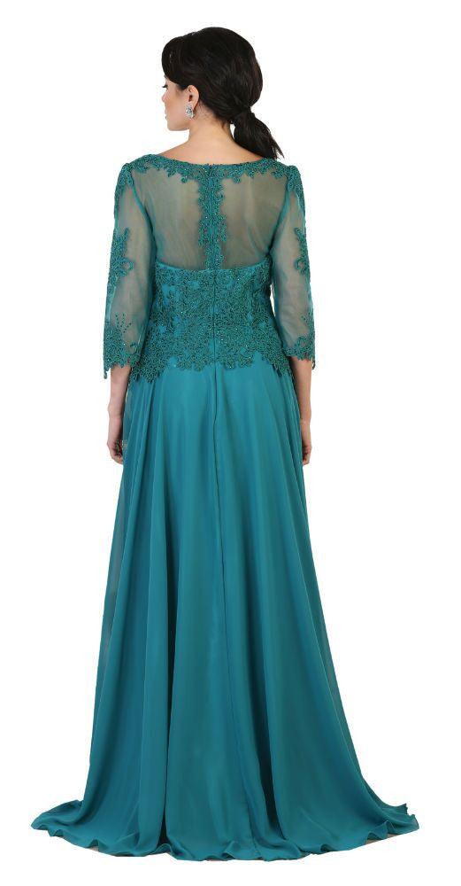 Modest Long Mother of the Bride Dress Plus Size Formal Evening Gown - The Dress Outlet May Queen