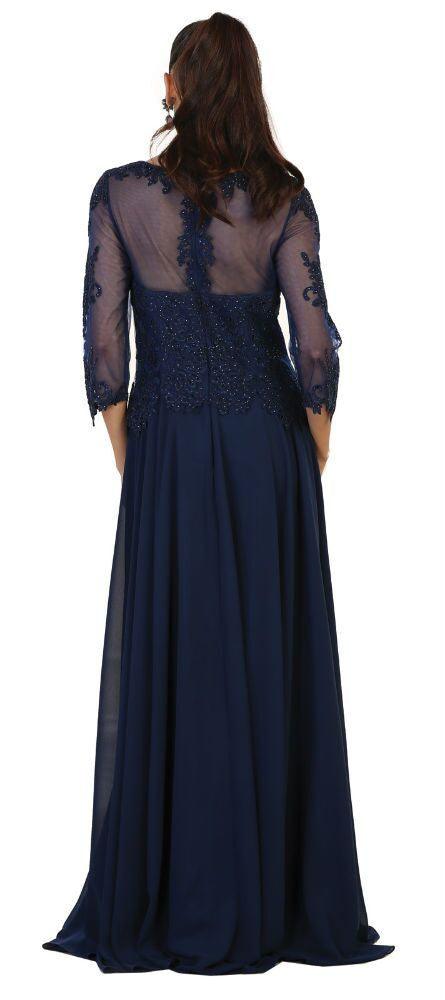 Modest Long Mother of the Bride Dress Plus Size Formal Evening Gown - The Dress Outlet May Queen