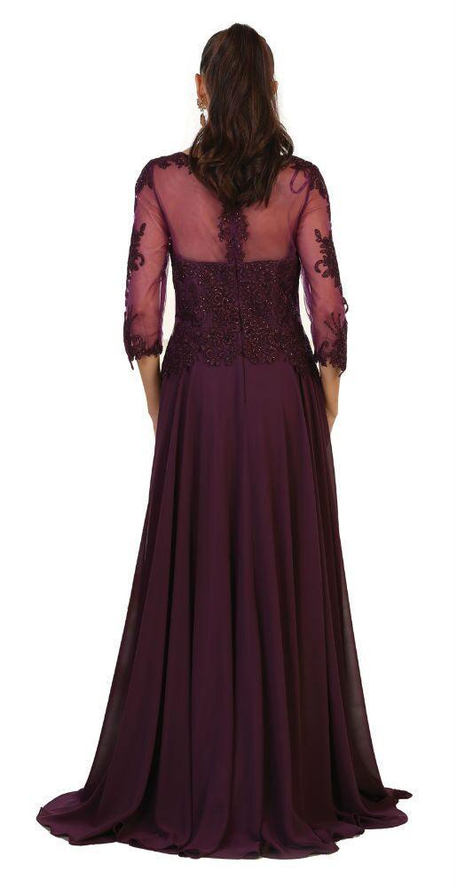 Modest Long Mother of the Bride Dress Plus Size Formal Evening Gown - The Dress Outlet May Queen