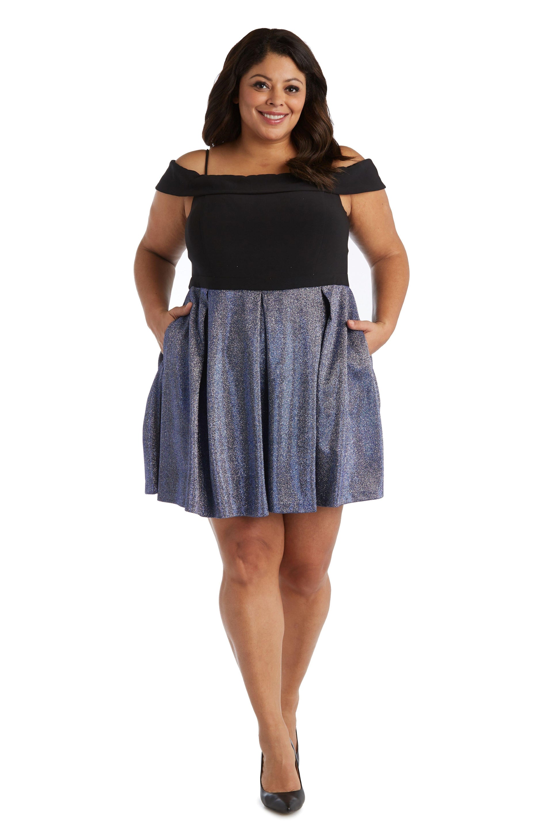 Morgan & Co 12783W Plus Size Off Shoulder Short Dress