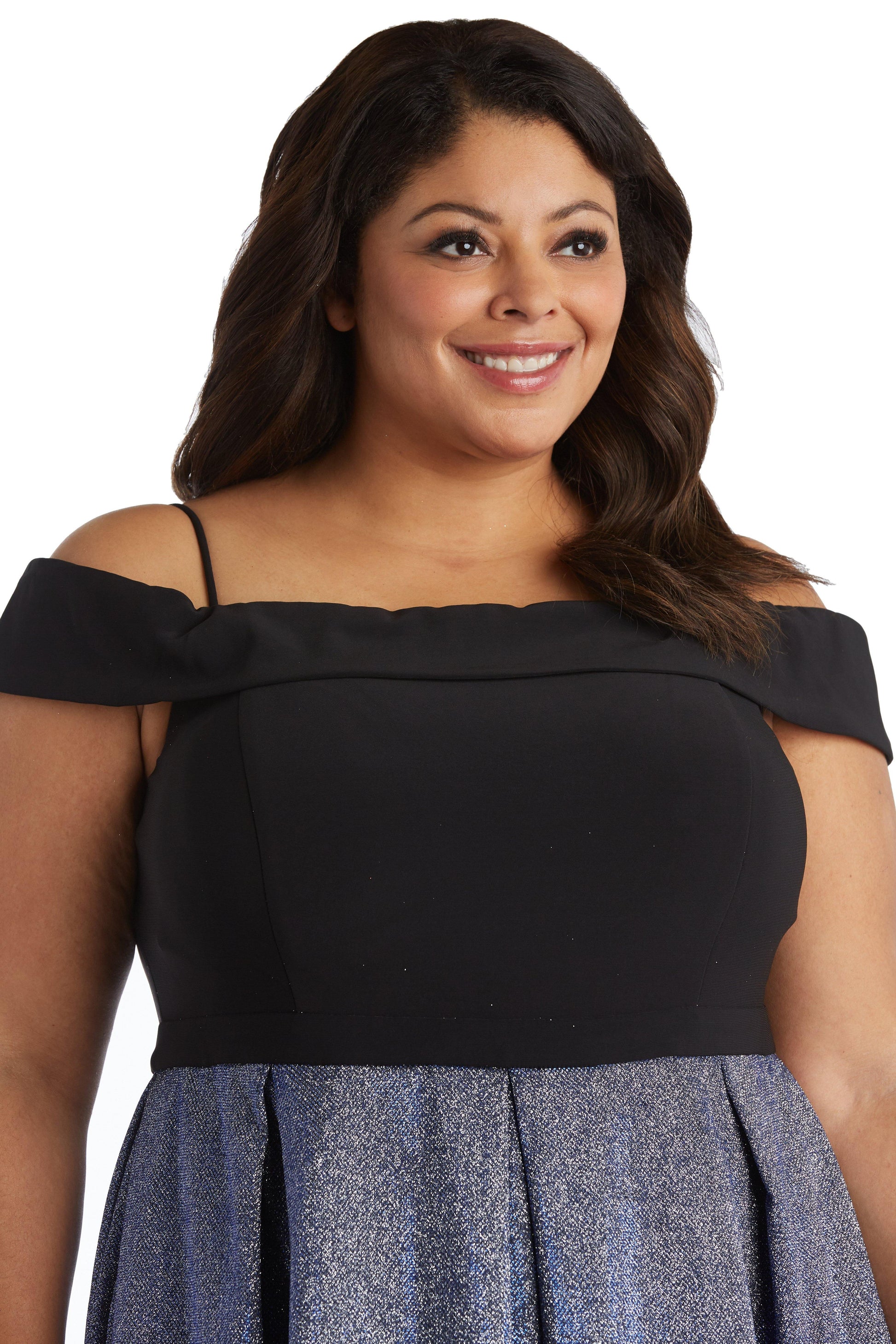 Morgan & Co 12783W Plus Size Off Shoulder Short Dress