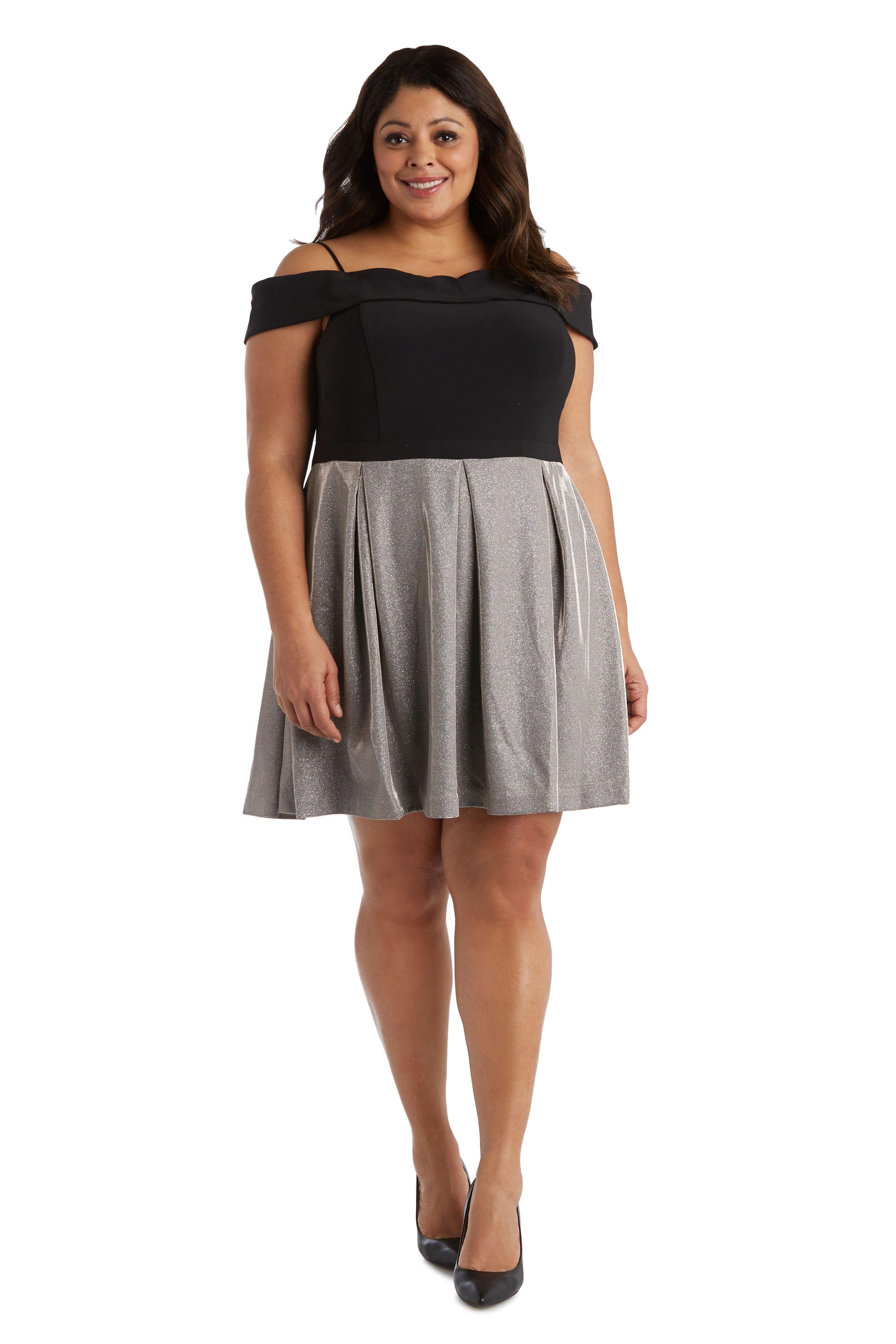 Morgan & Co 12783W Plus Size Off Shoulder Short Dress
