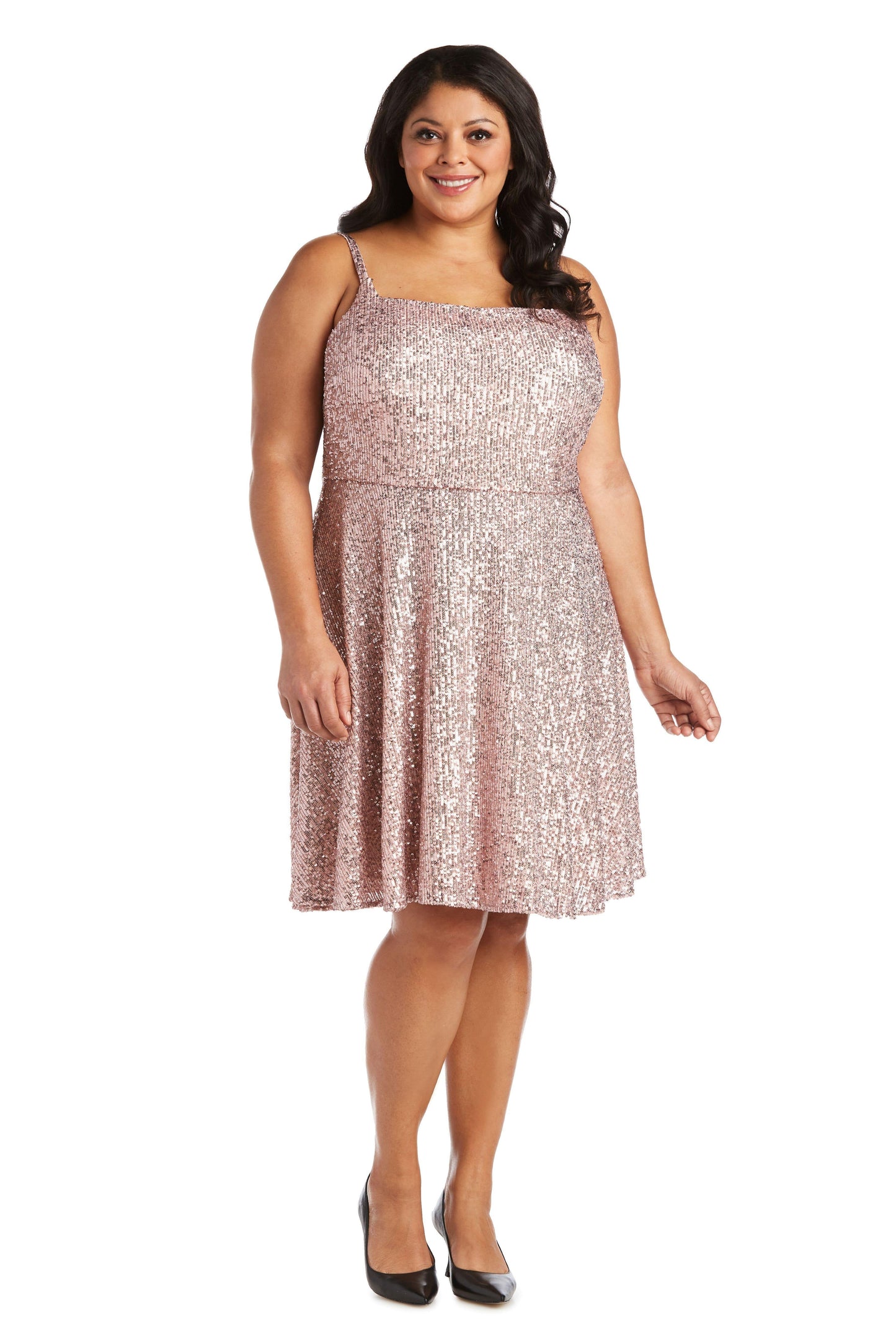 Morgan & Co Short Plus Size Sequins Dress 12890WM - The Dress Outlet