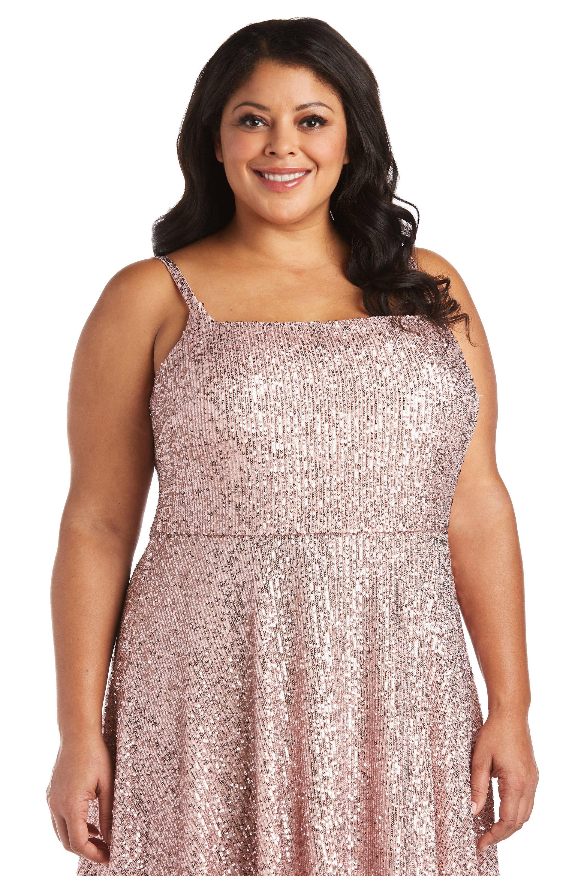 Morgan & Co 12890WM Short Plus Size Sequins Dress