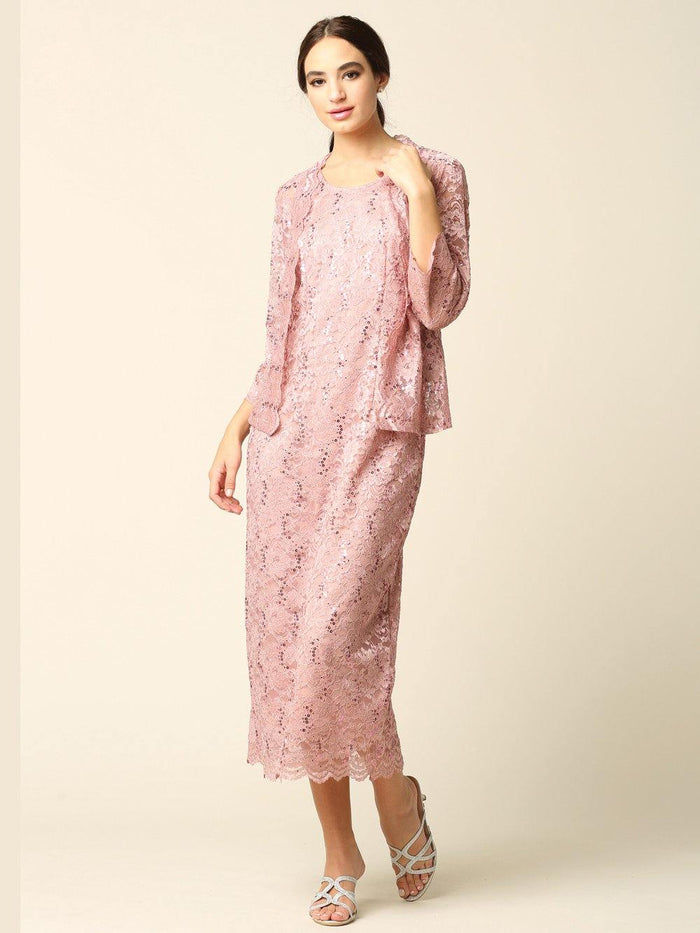 Mother of the Bride Formal Lace Jacket Dress - The Dress Outlet Eva Fashion