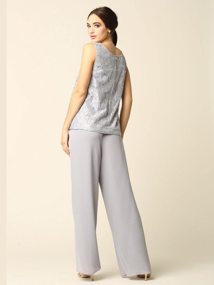 Mother of the Bride Long Jacket Pant Suit - The Dress Outlet Eva Fashion