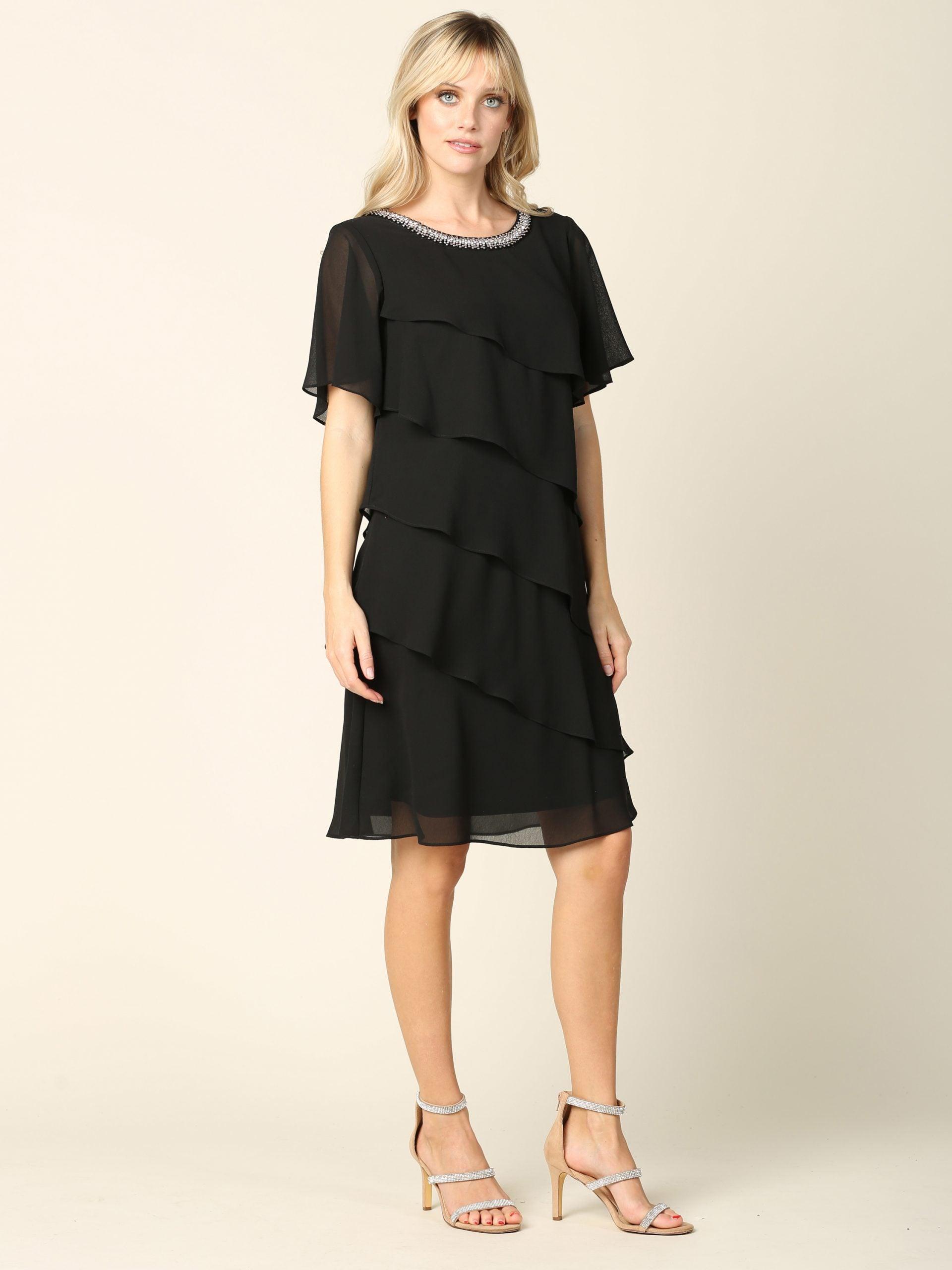 Black Mother of the Bride Short Cocktail Dress
