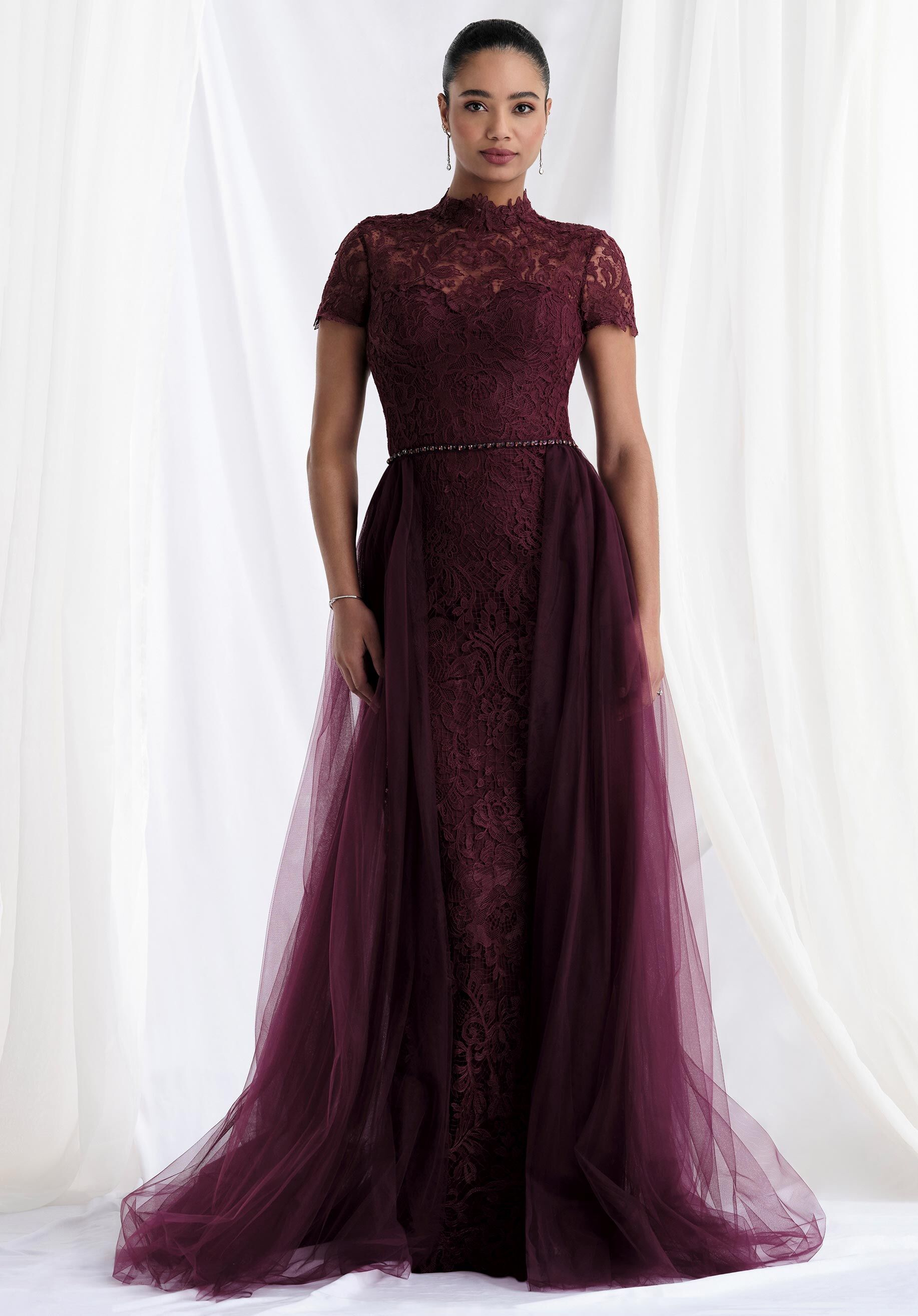 Mother of the Bride Dresses Lace Formal Long Mother of the Bride Dress Bordeaux