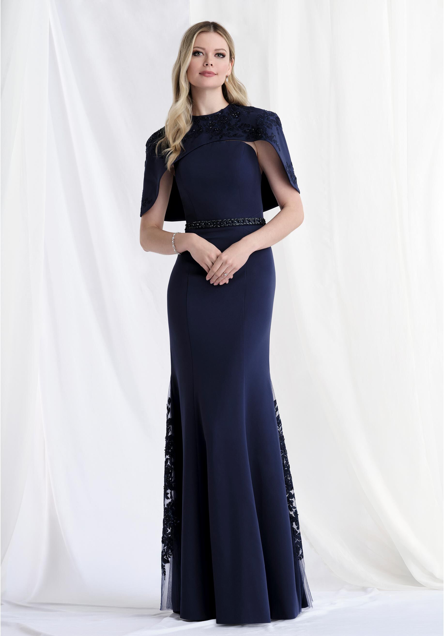 Mother of the Bride Dresses Beaded Long Formal Mother of the Bride Dress Navy