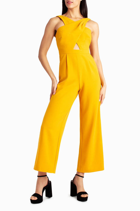 Jumpsuit Pleated Long Formal Jumpsuit Golden Orange