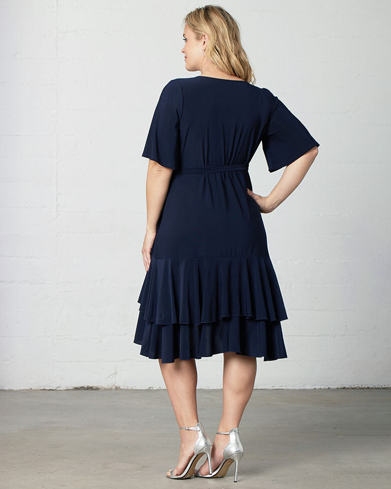 Plus Size Dresses Midi Ruffle Short Cocktail Plus Size Dress Kiyona 13212202 Navy