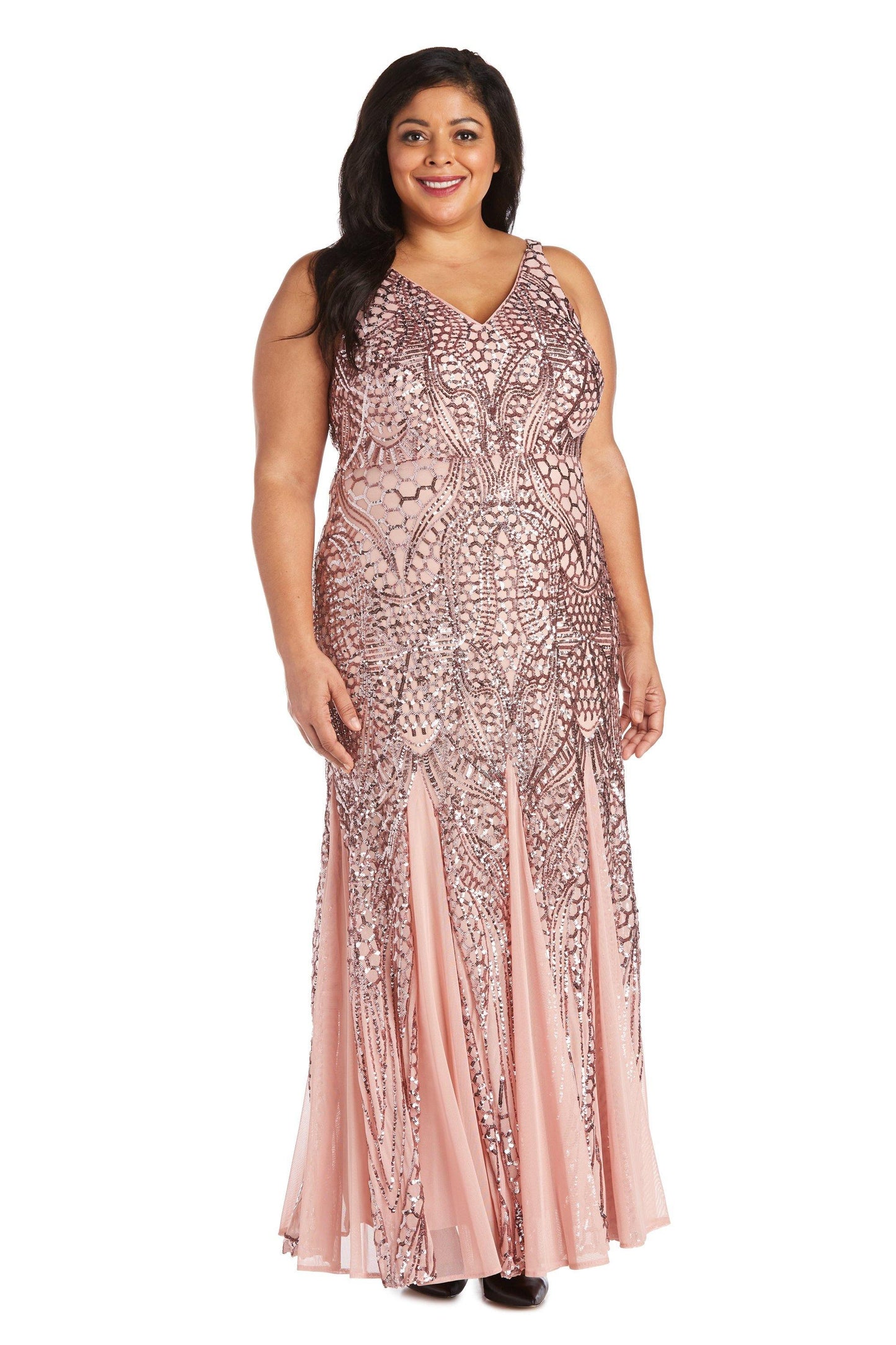 Nightway Long Plus Size Beaded Formal Gown 21685W - The Dress Outlet