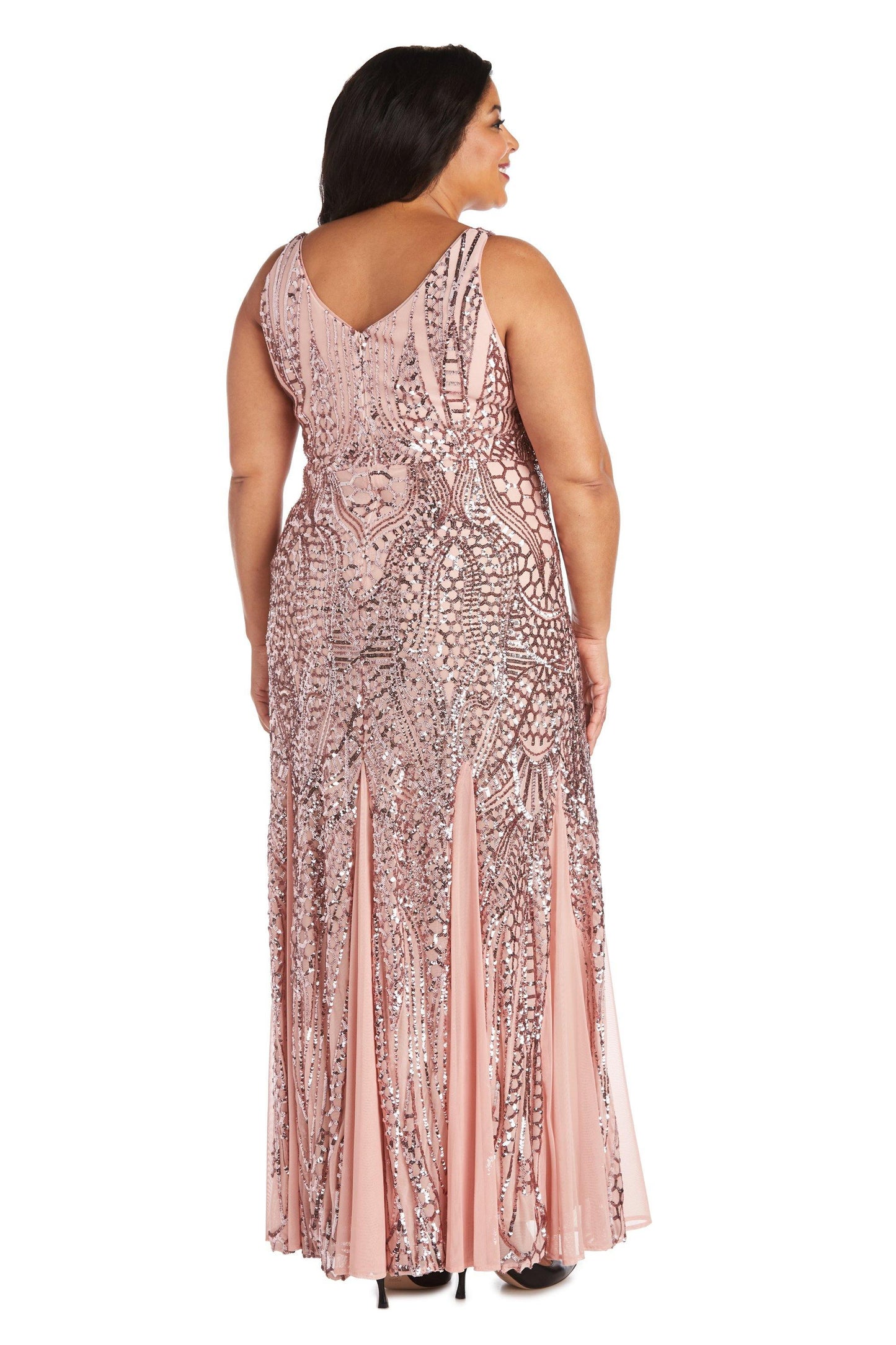 Nightway Long Plus Size Beaded Formal Gown 21685W - The Dress Outlet