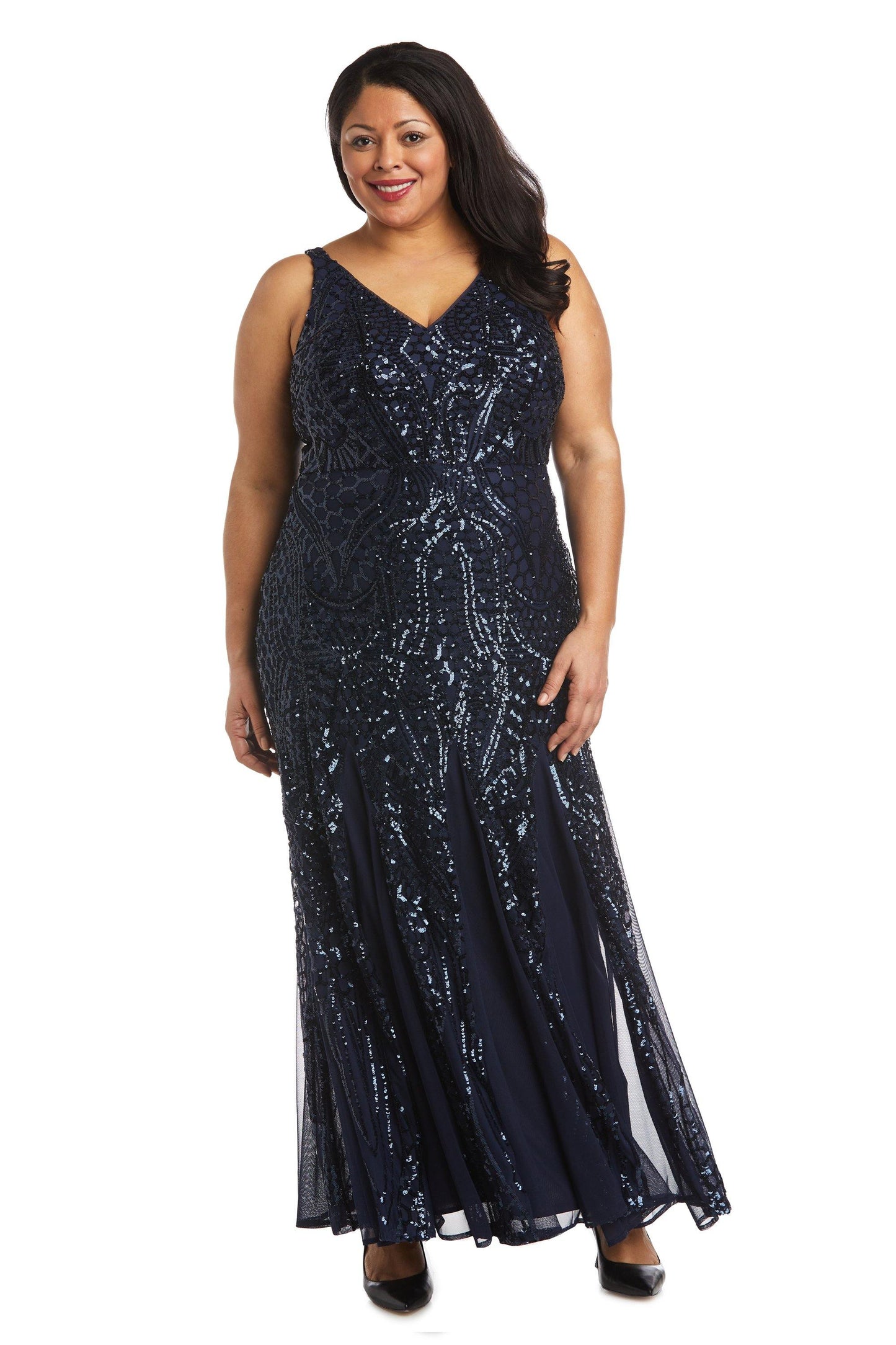 Nightway Long Plus Size Beaded Formal Gown 21685W - The Dress Outlet