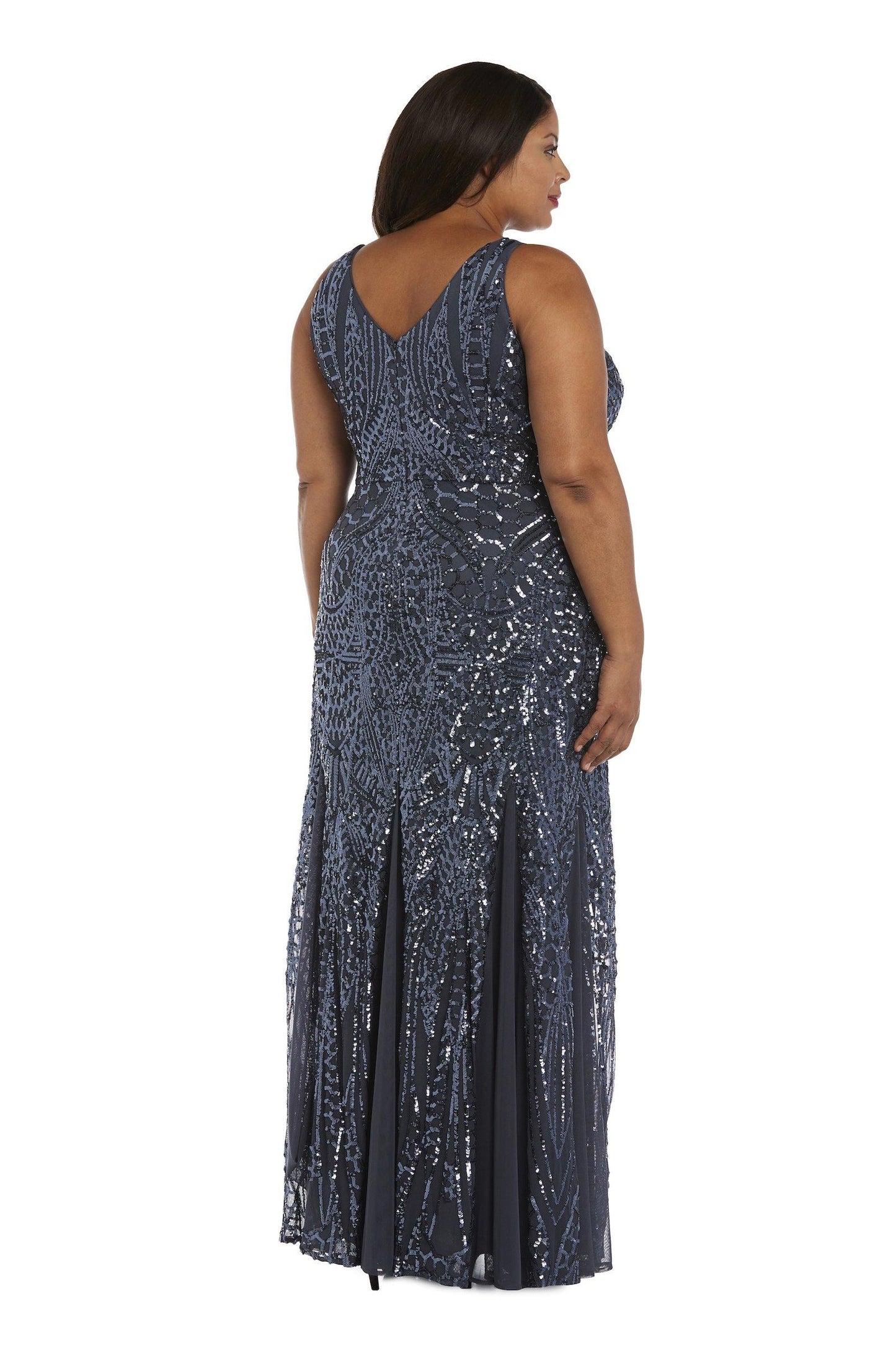 Nightway Long Plus Size Beaded Formal Gown 21685W - The Dress Outlet