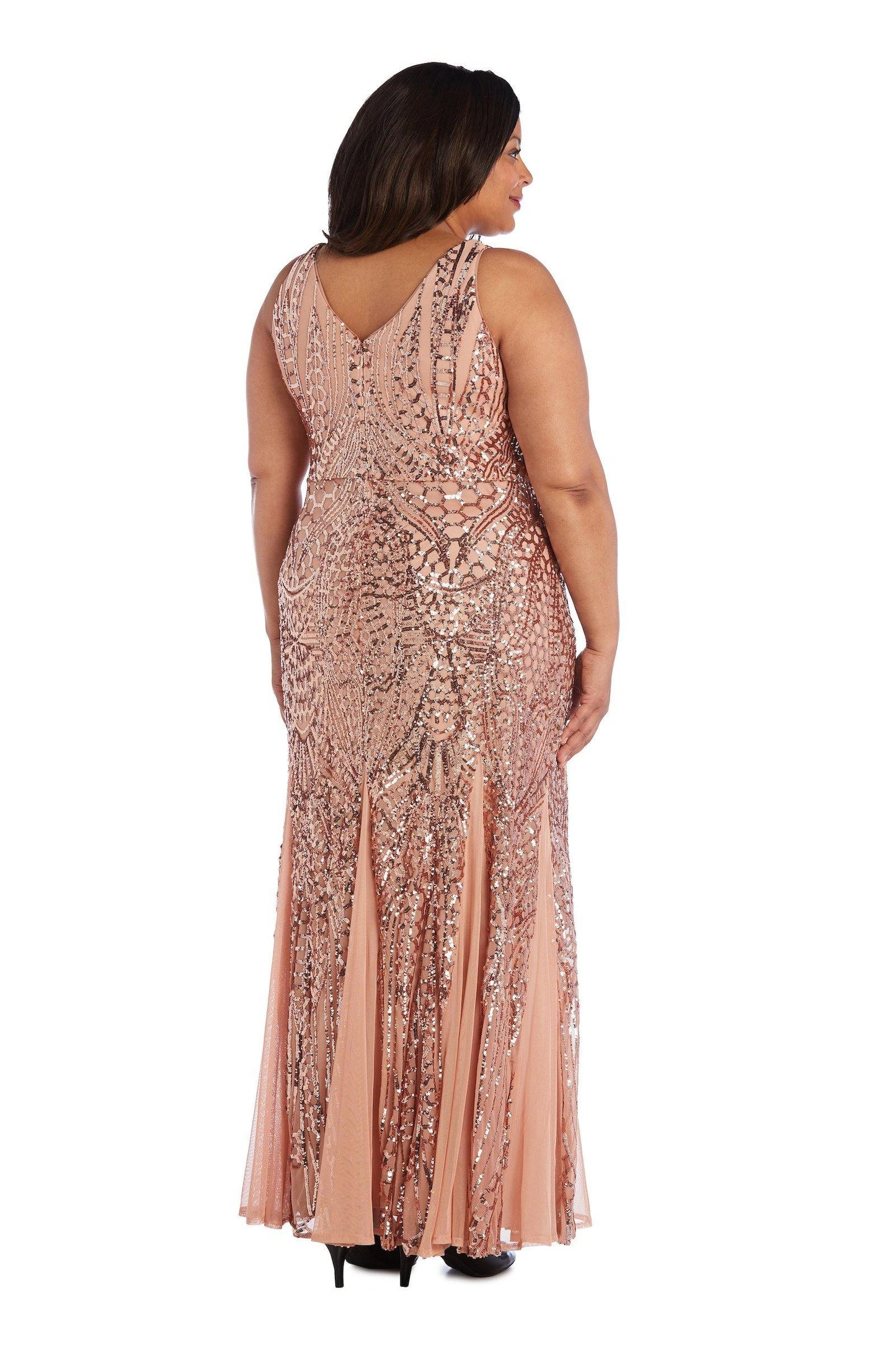 Nightway Long Plus Size Beaded Formal Gown 21685W - The Dress Outlet