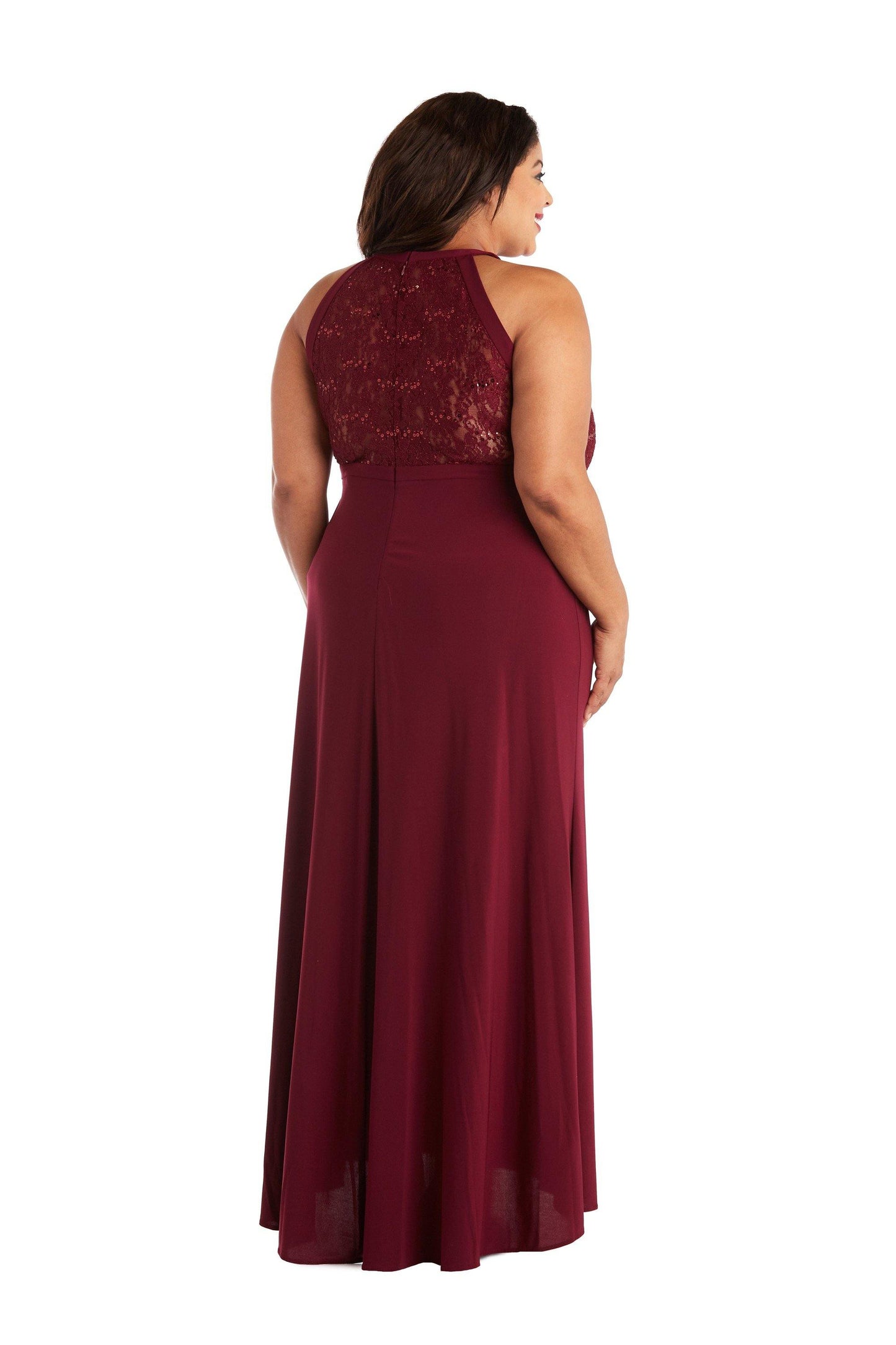 Nightway Plus Size Long Formal Halter Gown 21434WM - The Dress Outlet