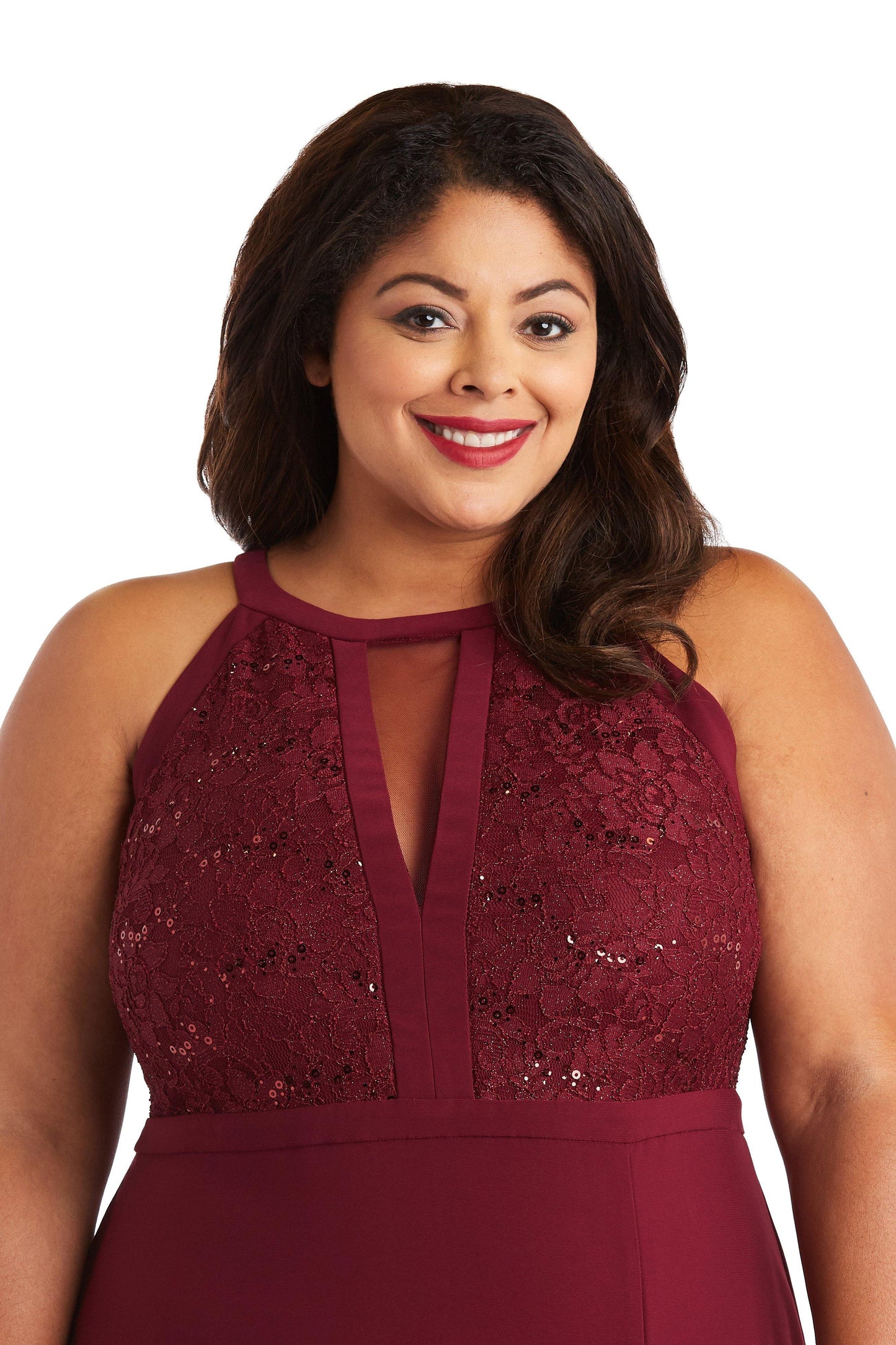 Nightway Plus Size Long Formal Halter Gown 21434WM - The Dress Outlet