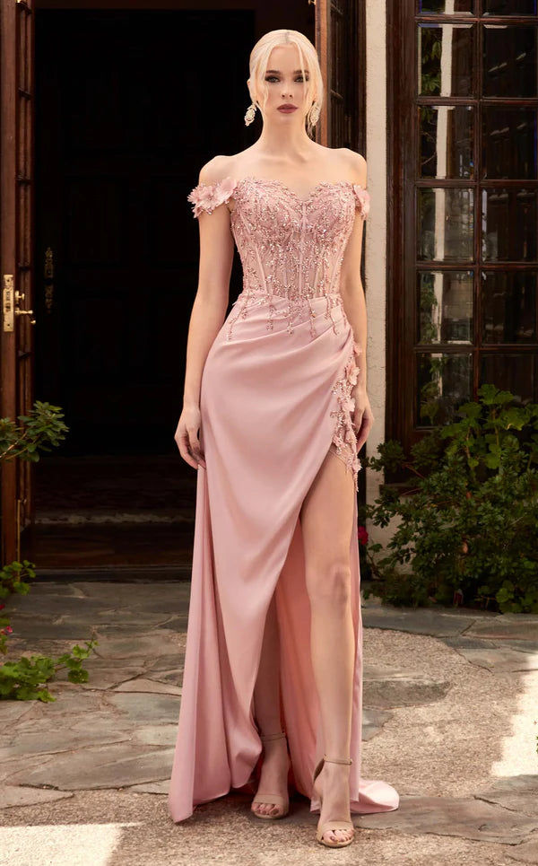 Prom Dresses Long Corset Off-Shoulder Prom Dress Gown Blush