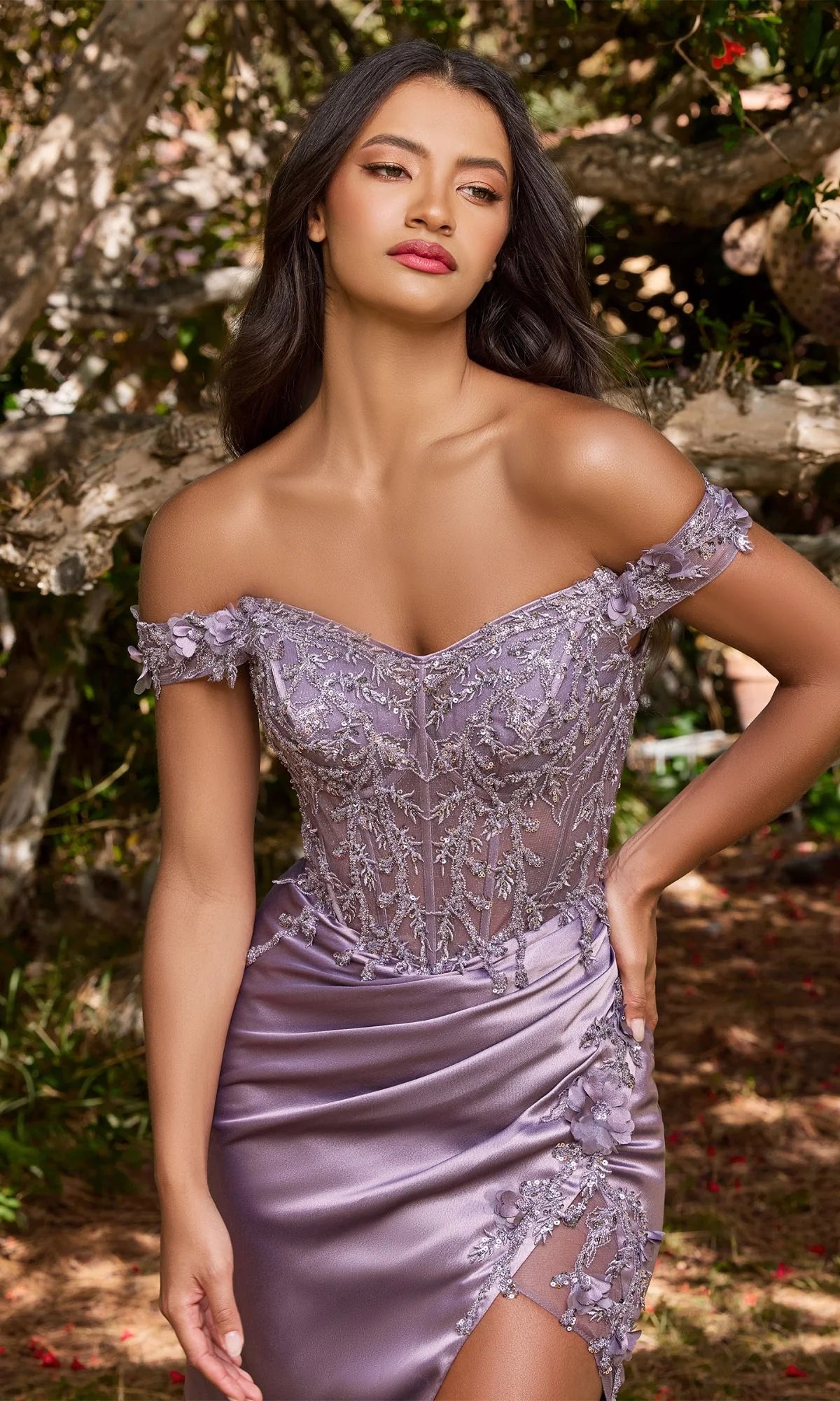 Prom Dresses Long Corset Off-Shoulder Prom Dress Gown Dusty Lavender