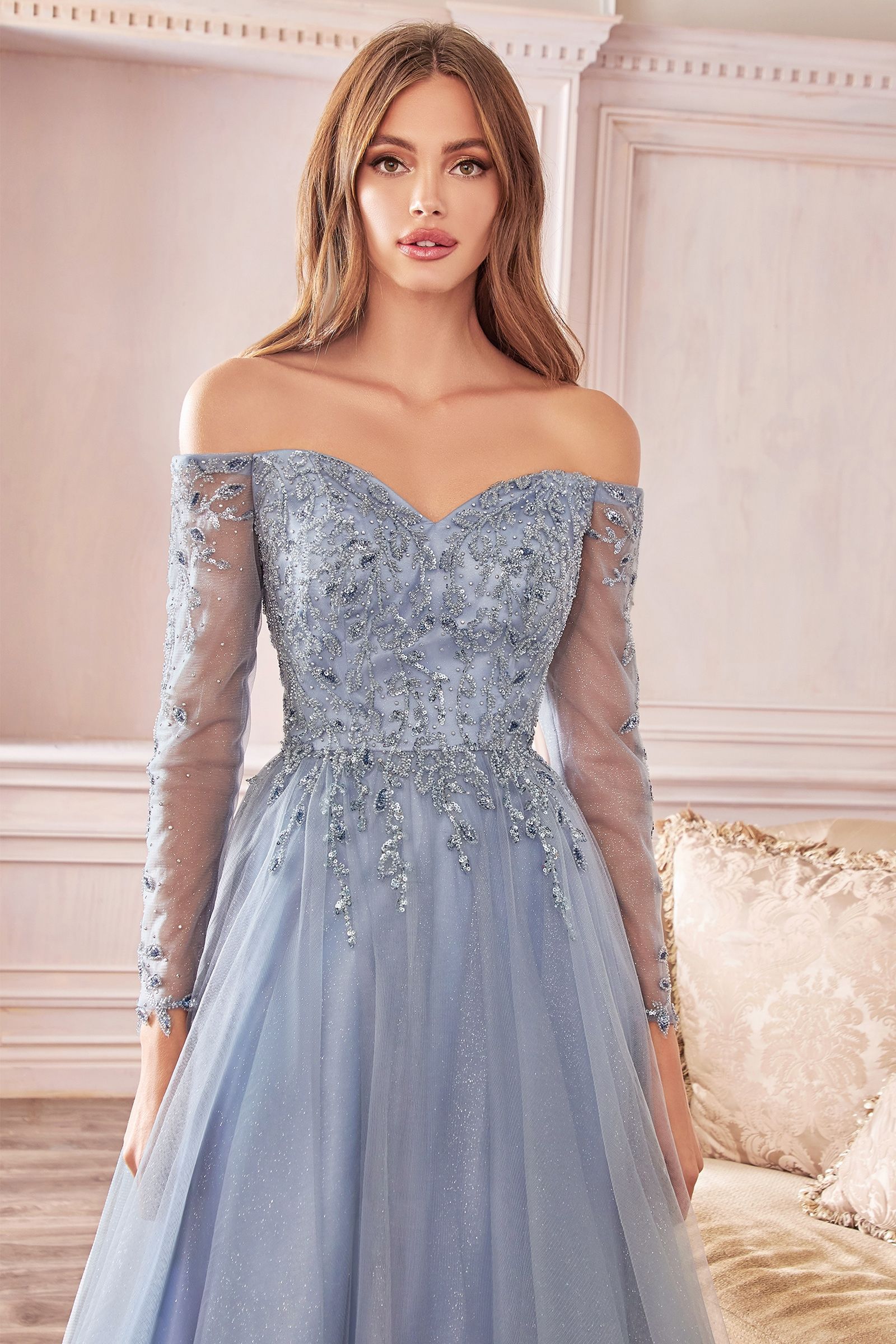 Prom Dresses Off Shoulder Prom Dress Smoky Blue
