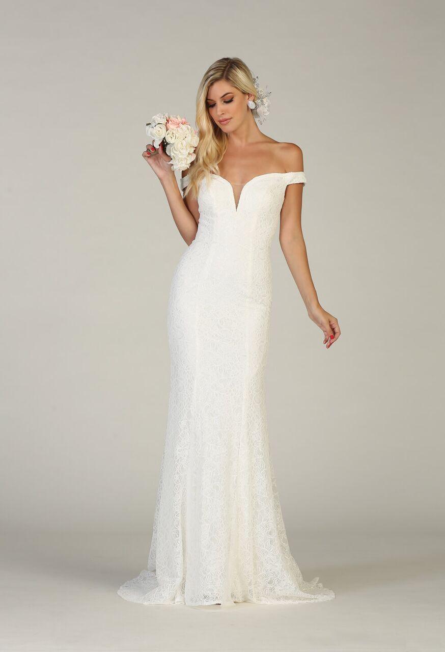 Off Shoulder Lace Mermaid Prom Gown - The Dress Outlet May Queen