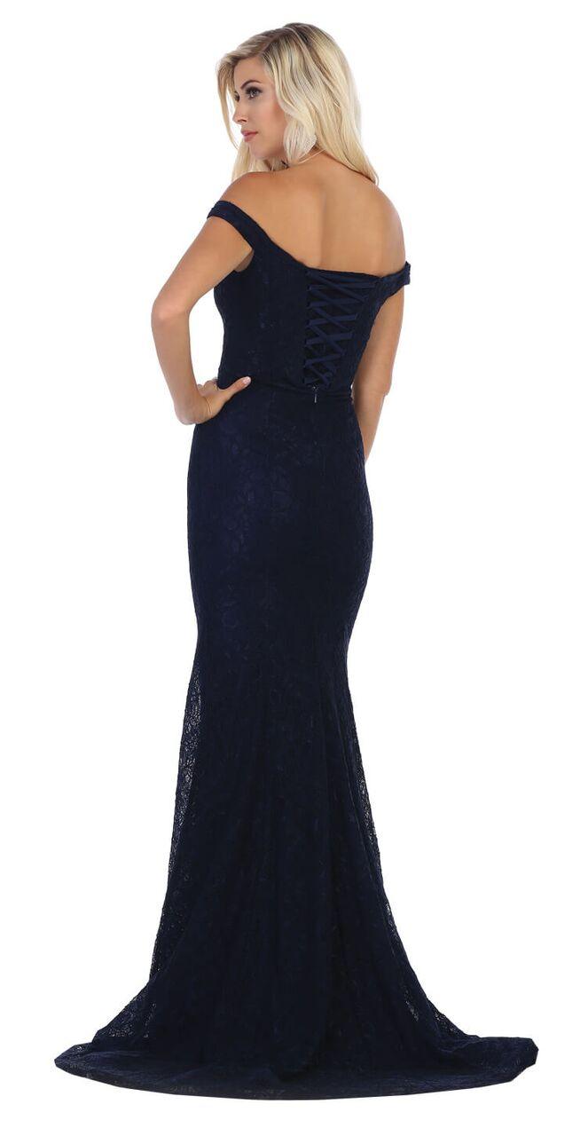 Off Shoulder Lace Mermaid Prom Gown - The Dress Outlet May Queen