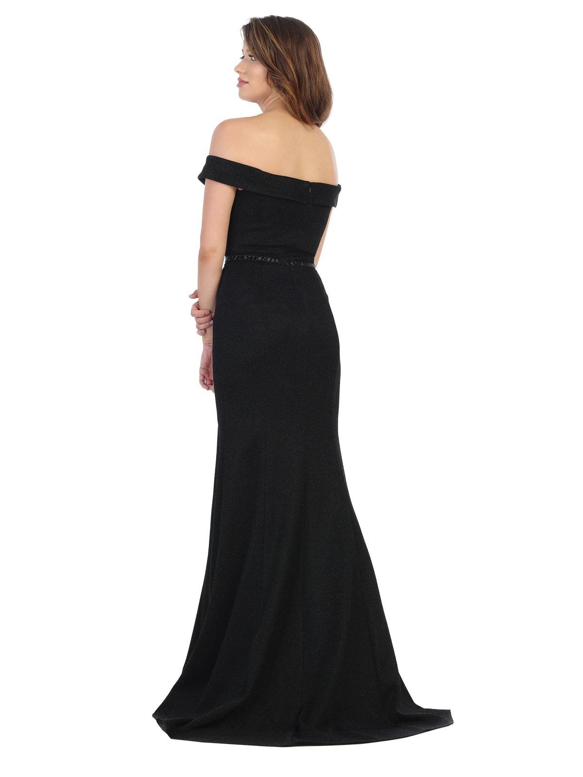 Off Shoulder Long Metallic Prom Formal Dress - The Dress Outlet May Queen