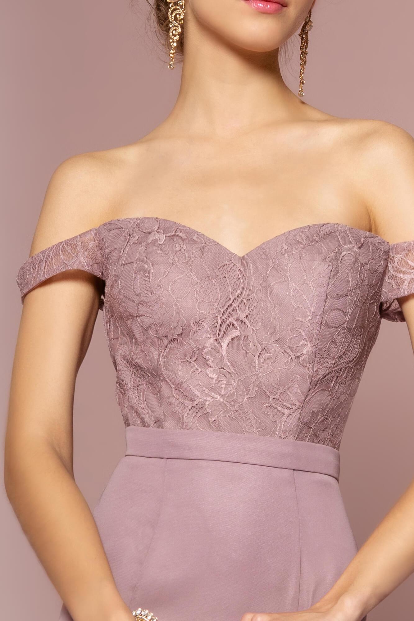 Off The Shoulder Long Evening Gown - The Dress Outlet Elizabeth K