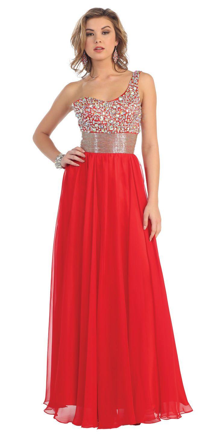 One Shoulder Prom Plus Size Formal Special Occasion Dress - The Dress Outlet May Queen