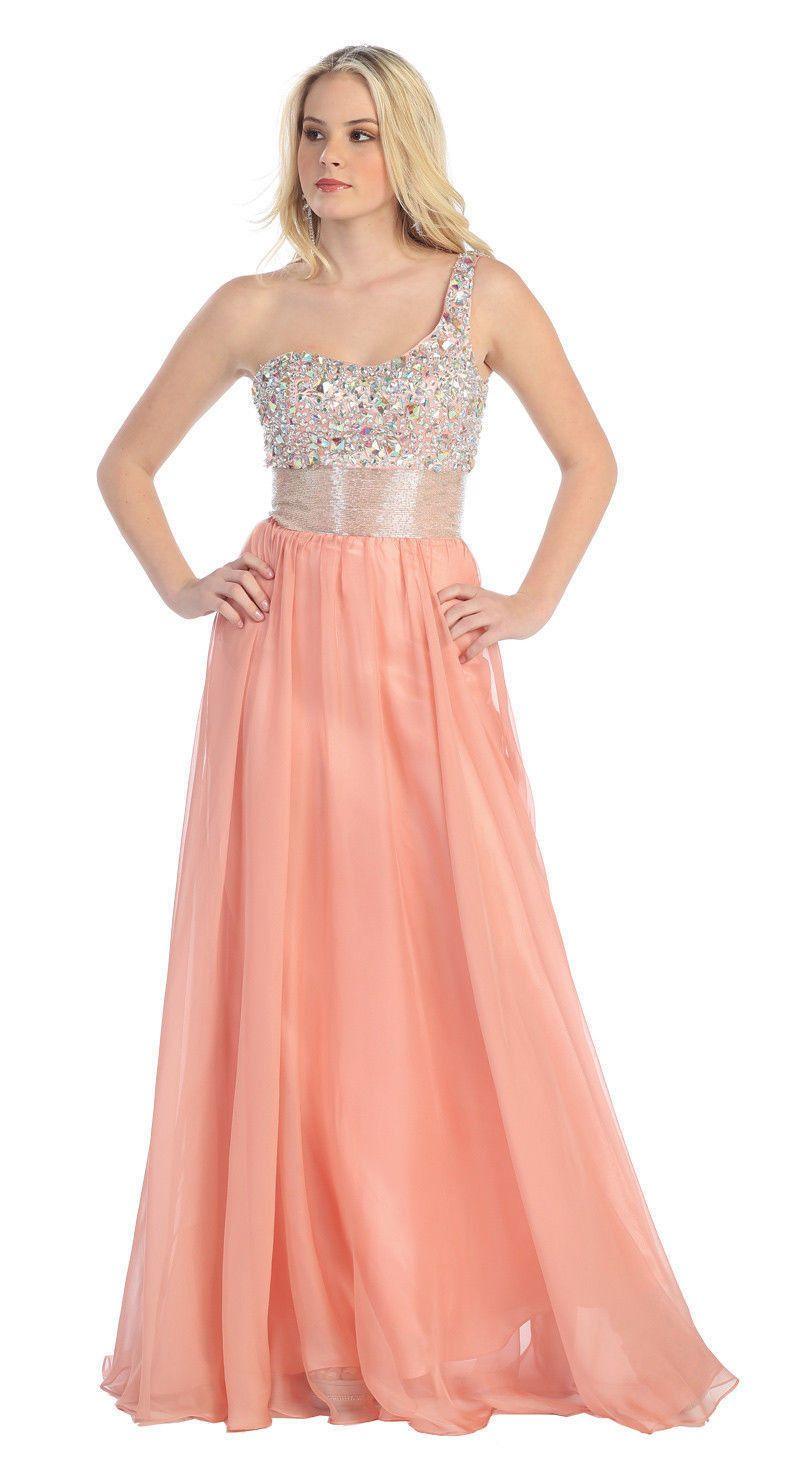 One Shoulder Prom Plus Size Formal Special Occasion Dress - The Dress Outlet May Queen