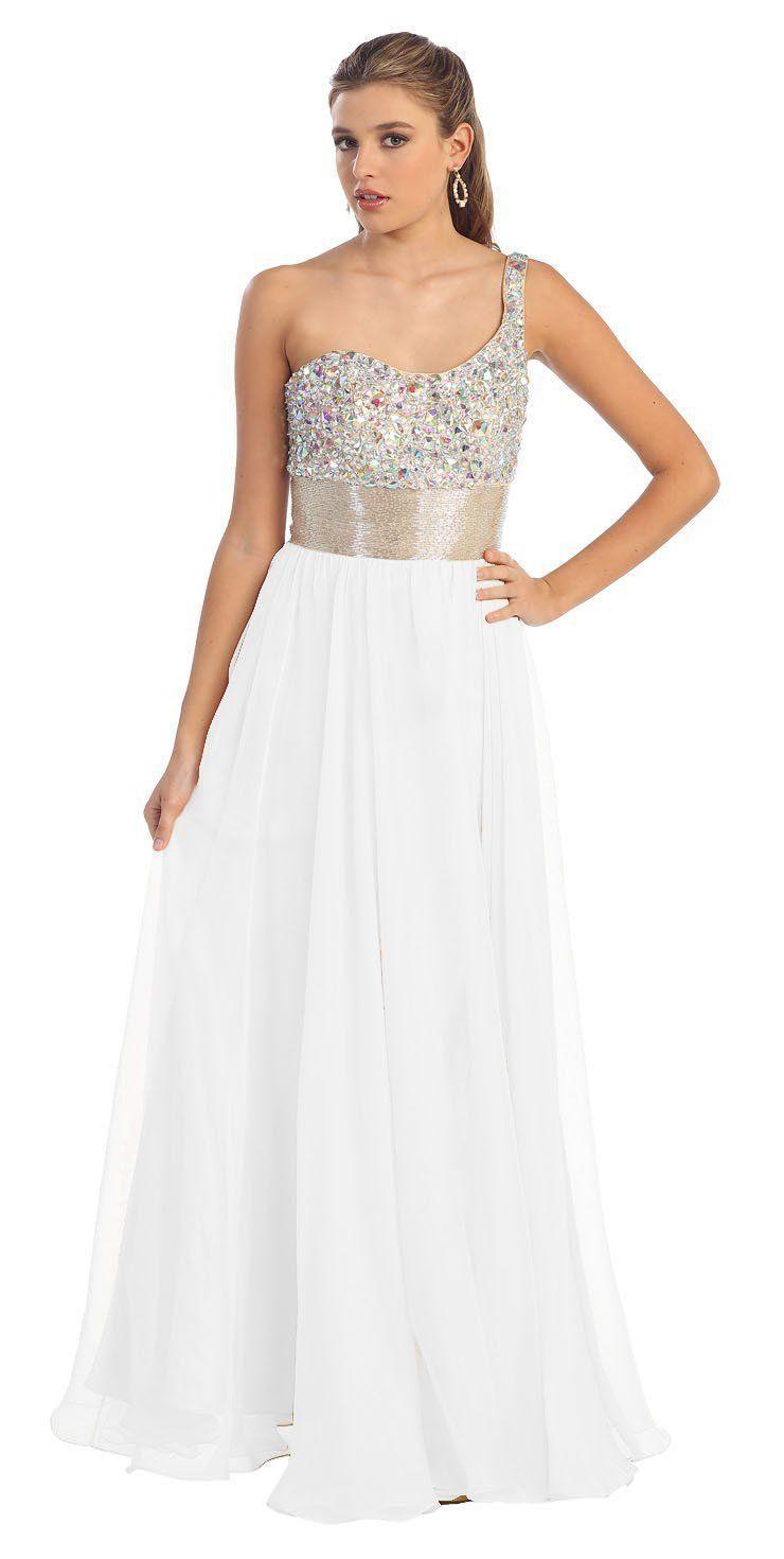 One Shoulder Prom Plus Size Formal Special Occasion Dress - The Dress Outlet May Queen