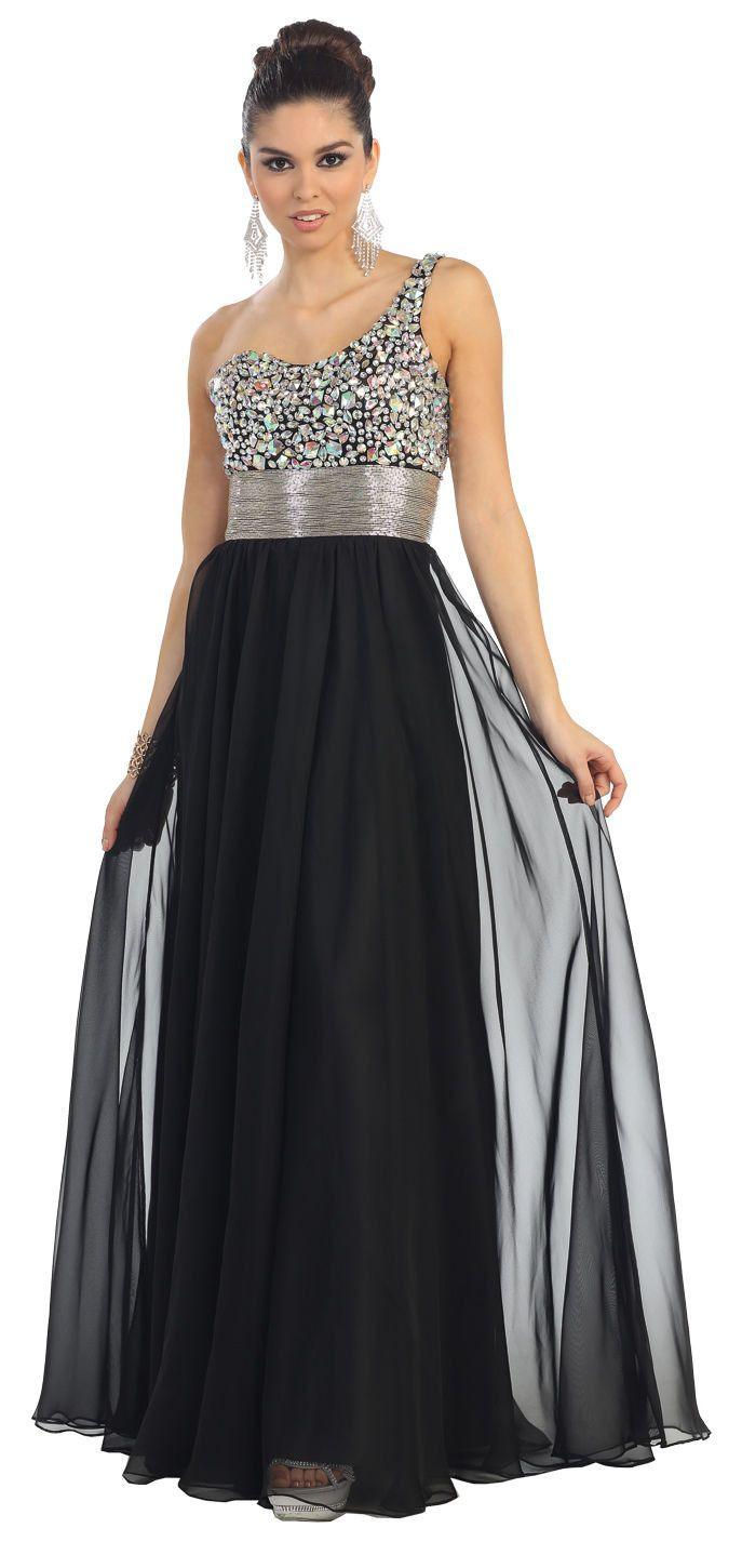 One Shoulder Prom Plus Size Formal Special Occasion Dress - The Dress Outlet May Queen