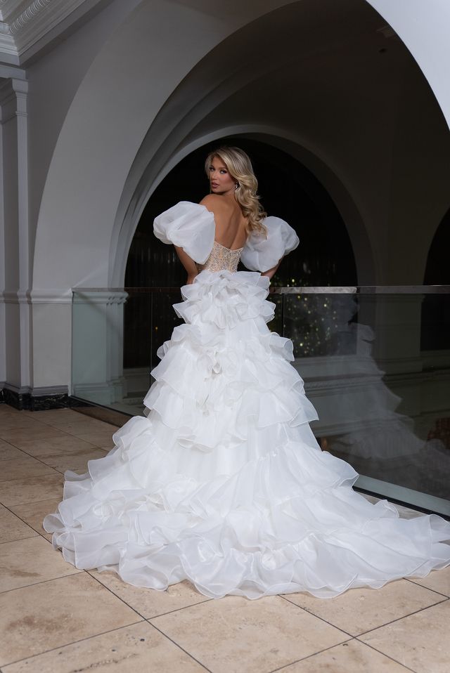 Prom Dresses Puffy Overskirt Beaded long Formal Gown NUDE WHITE