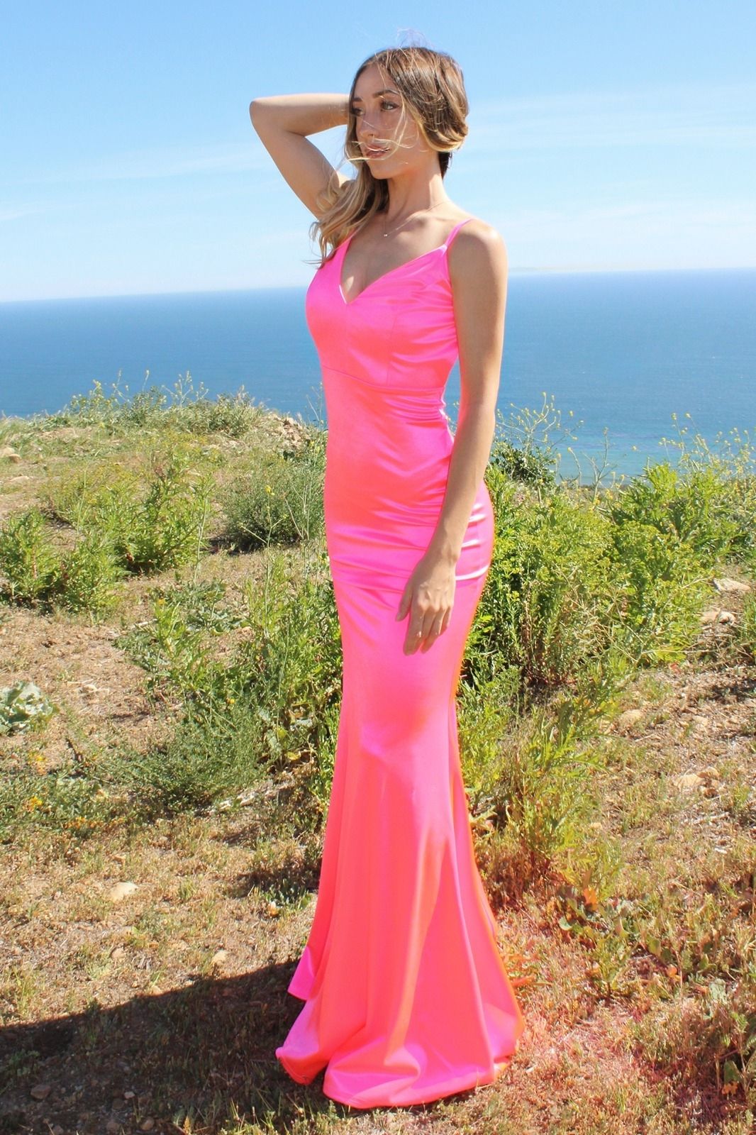 LaDivine SE016 Fitted Neon Prom Dress