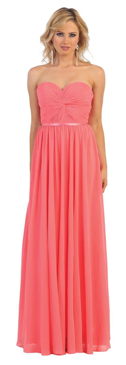 Plus Size Long Formal Bridesmaids Prom Dress - The Dress Outlet May Queen