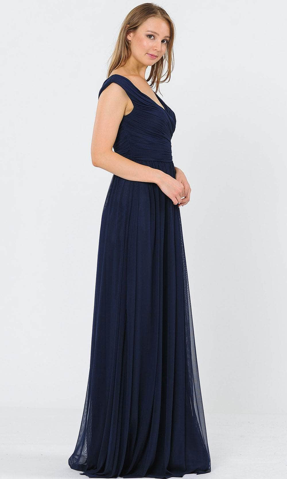 V-Neck Floor-Length Chiffon Formal A-Line Poly USA 8398W
