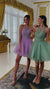 Cinderella Divine UJ0119 Short Prom Halter Lace Bodice Dress