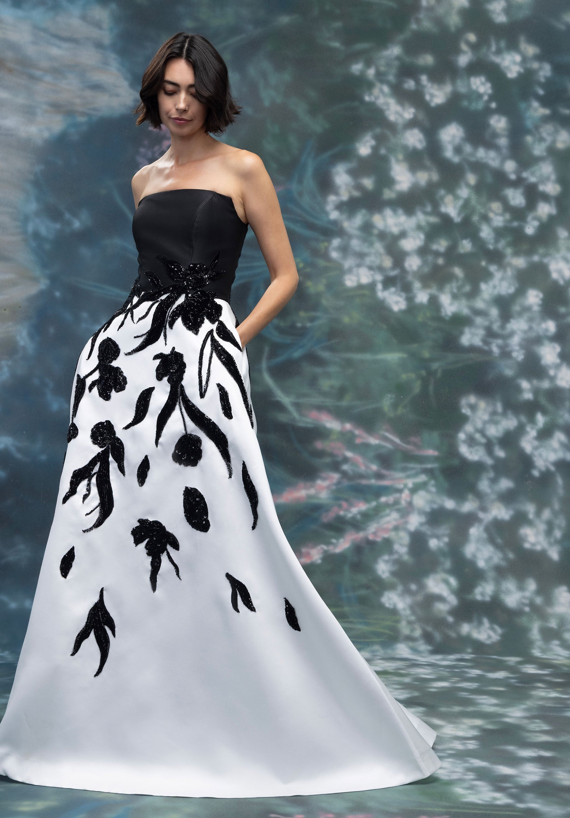 Prom Dresses Long Formal A Line Prom Dress Black/Ivory