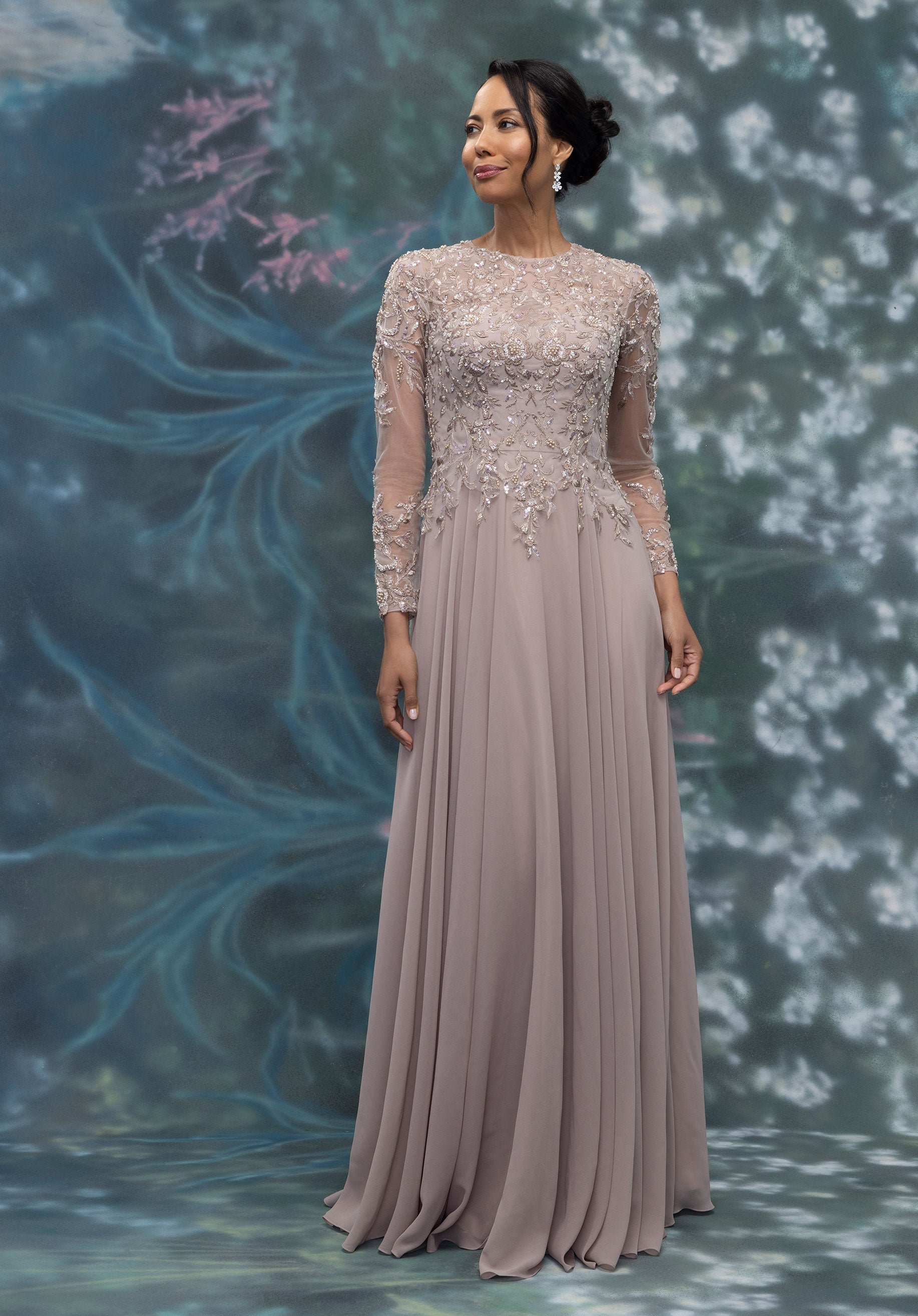 Mother of the Bride Dresses Long Sleeve Formal Mother of the Bride Dress Desert Rose
