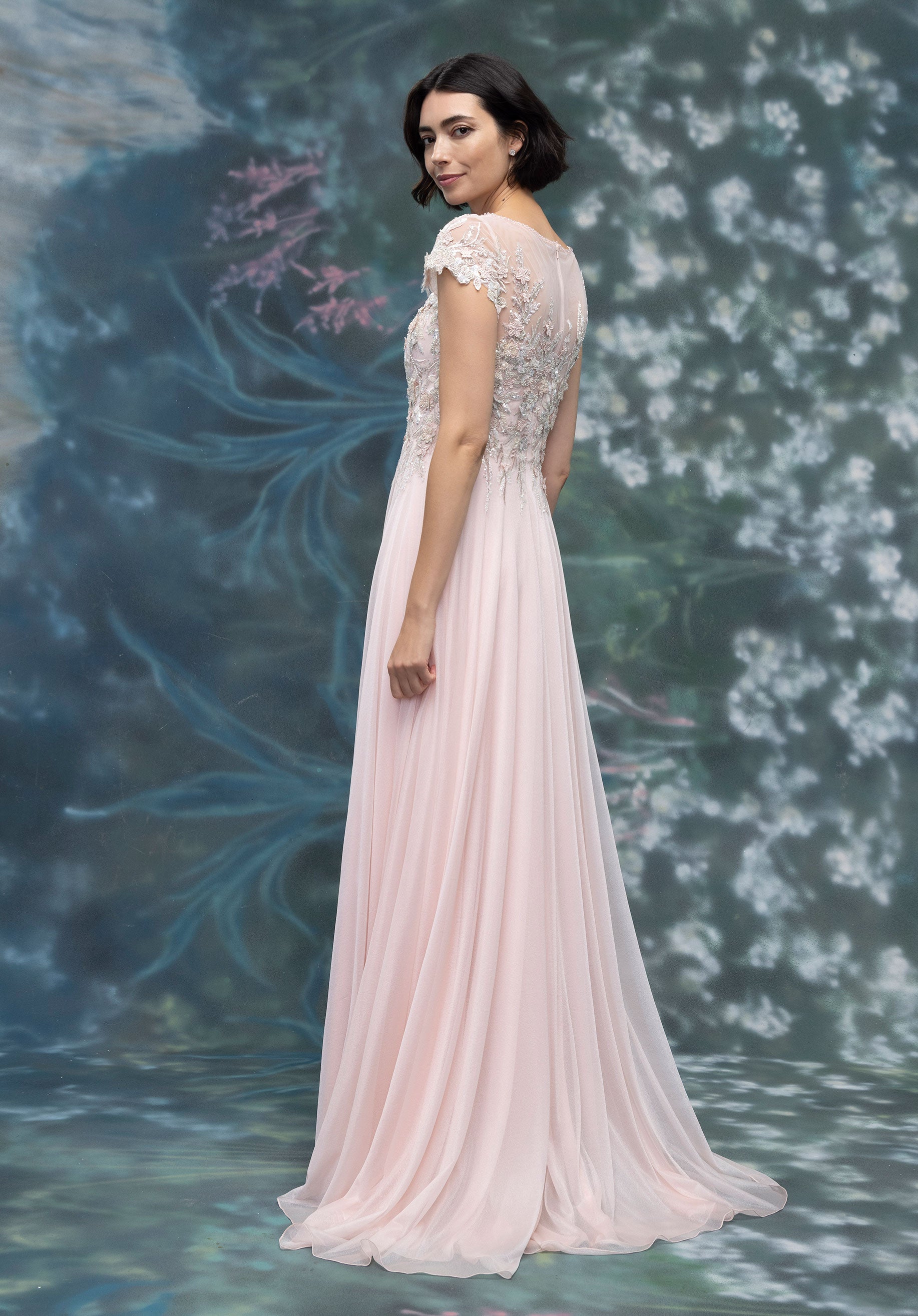 Mother of the Bride Dresses 3D Floral Long Formal Mother of the Bride Dress Blush