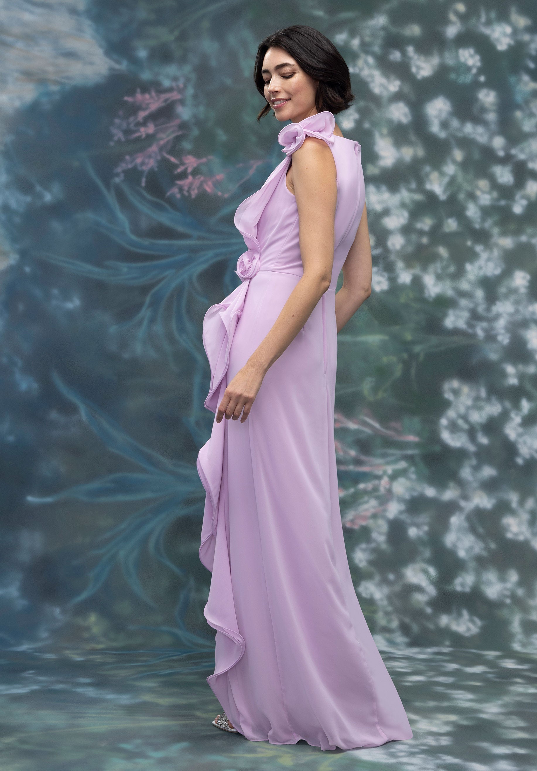 Formal Dresses Ruffle Long 3D Floral Formal Dress Peony