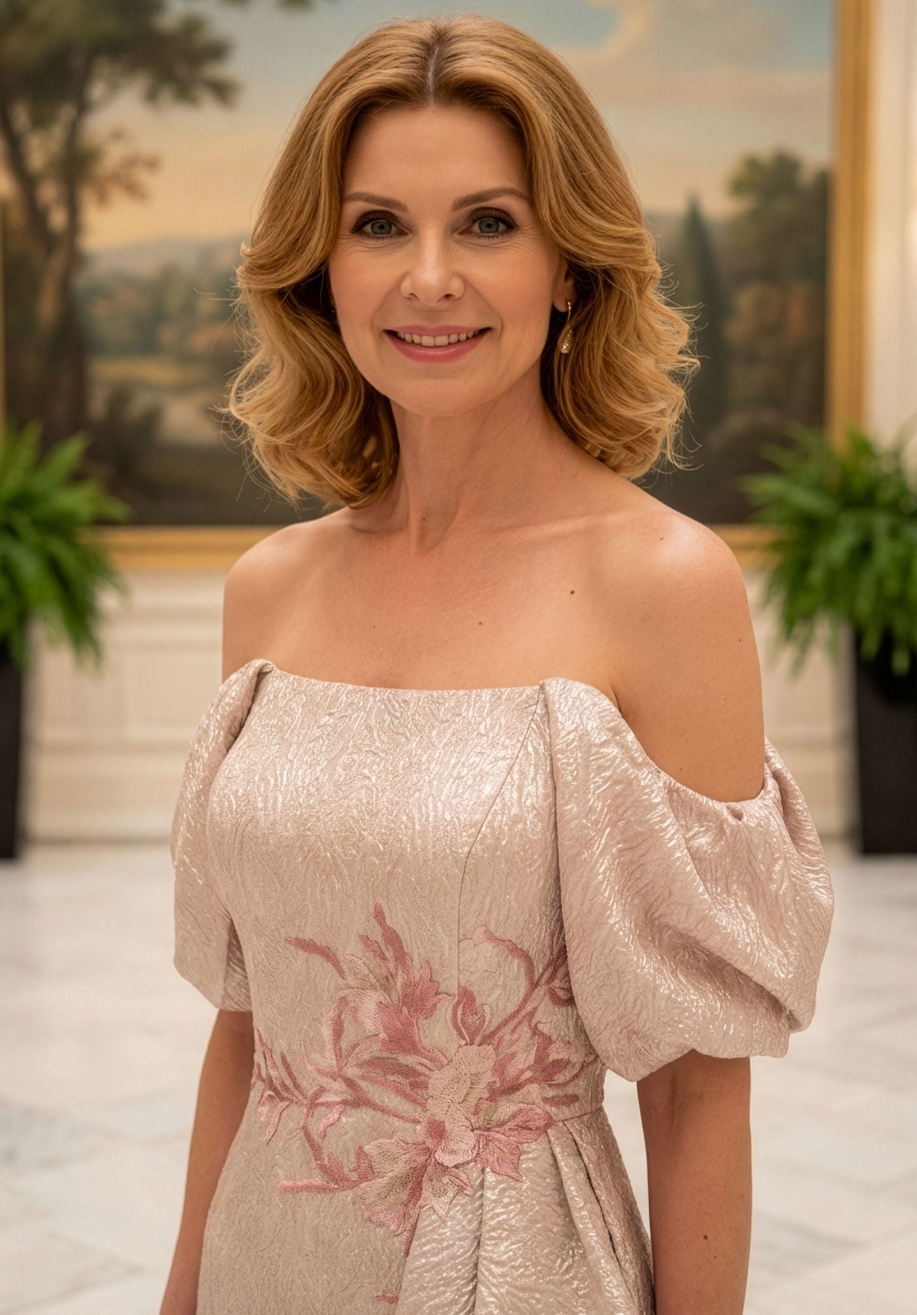 Off-the-Shoulder Floor-Length Sequin Formal Sheath Column MGNY Madeline Gardner New York 2070035
