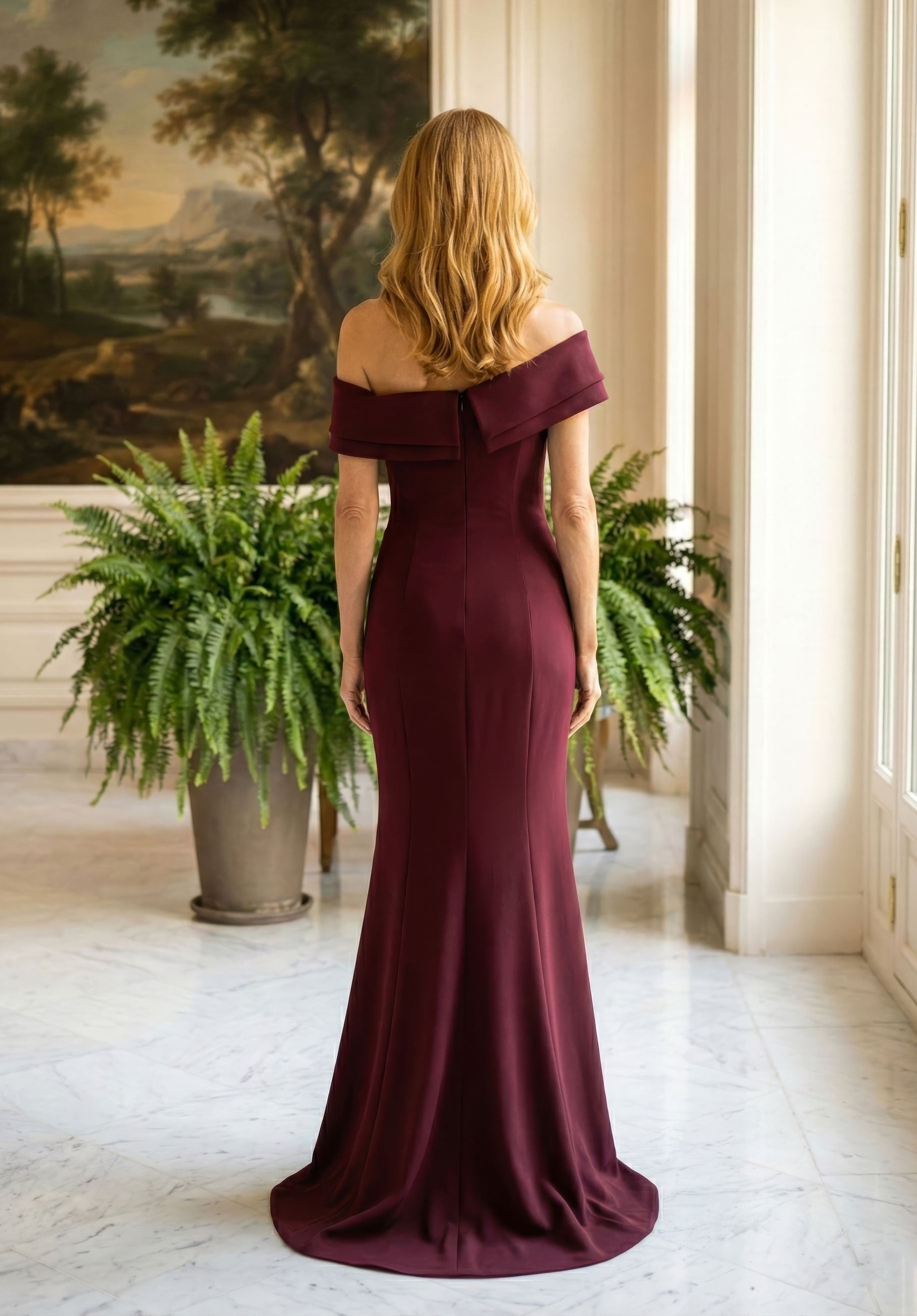 Off-the-Shoulder Floor-Length Satin Prom Mermaid MGNY 2070039